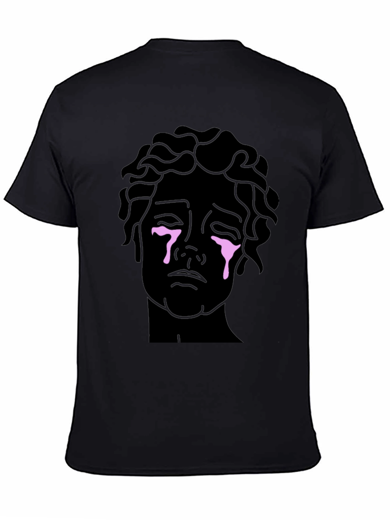 Crying Statue Graphic Tee - Stylish Unisex Black T-Shirt