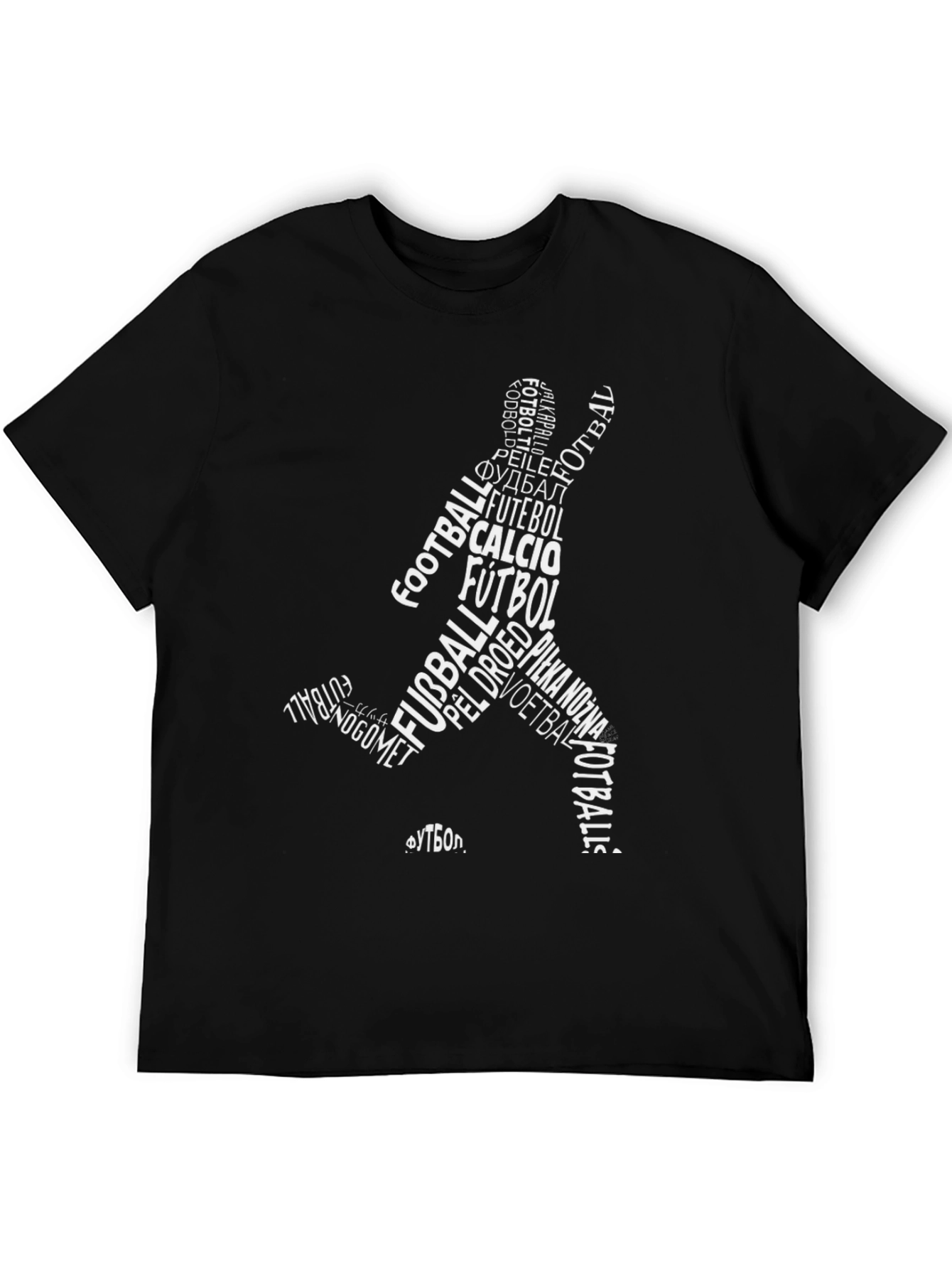 Word Art Soccer Player Black T-Shirt