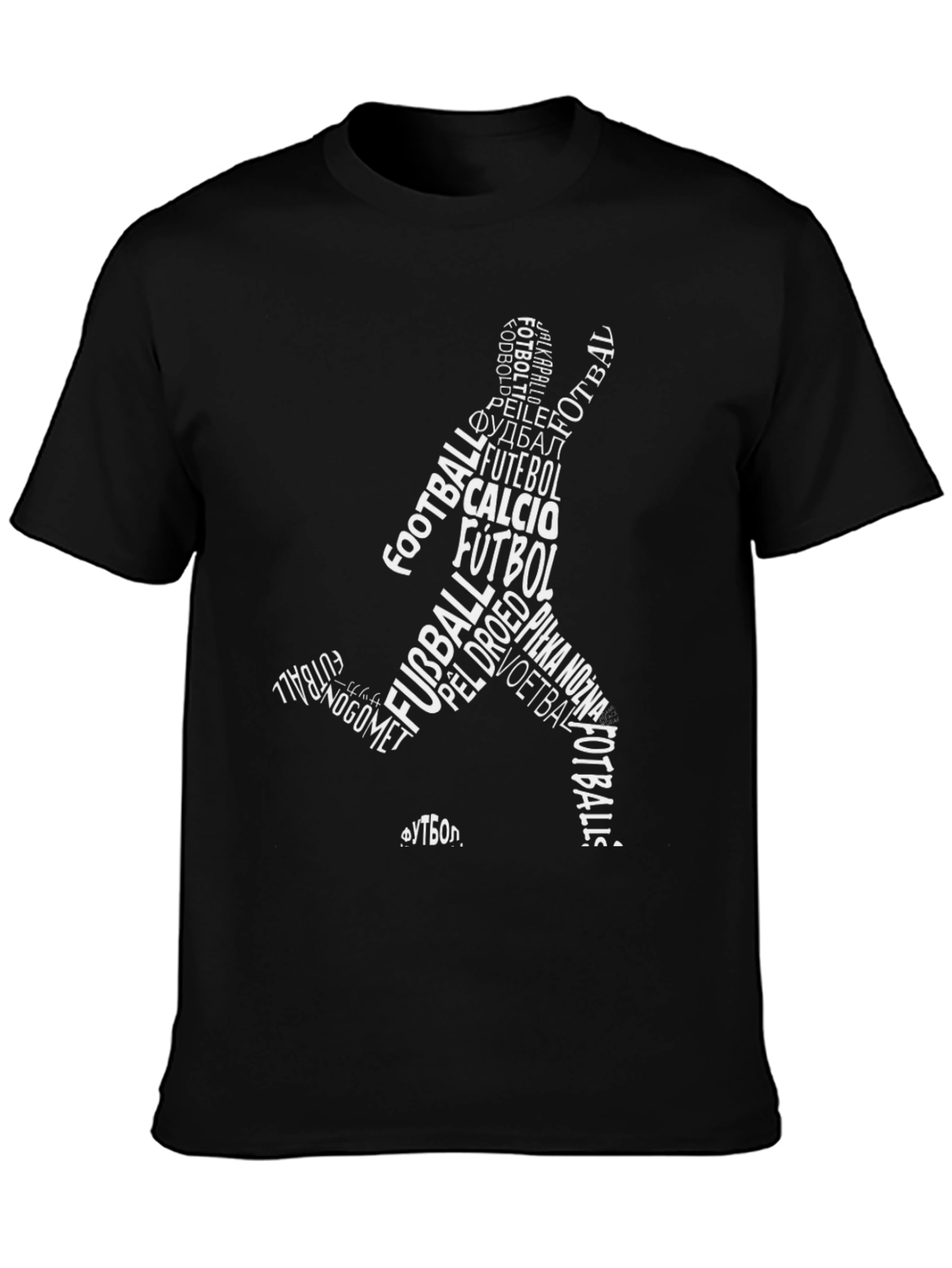 Word Art Soccer Player Black T-Shirt
