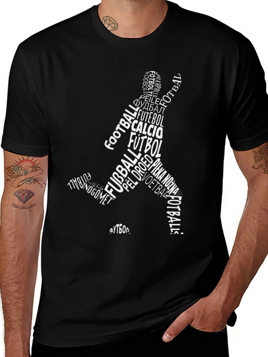 Word Art Soccer Player Black T-Shirt