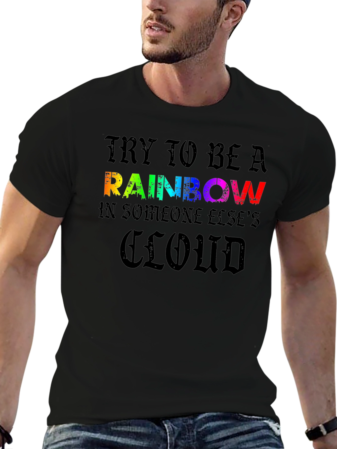 Rainbow Cloud Graphic T-Shirt - Motivational Tee