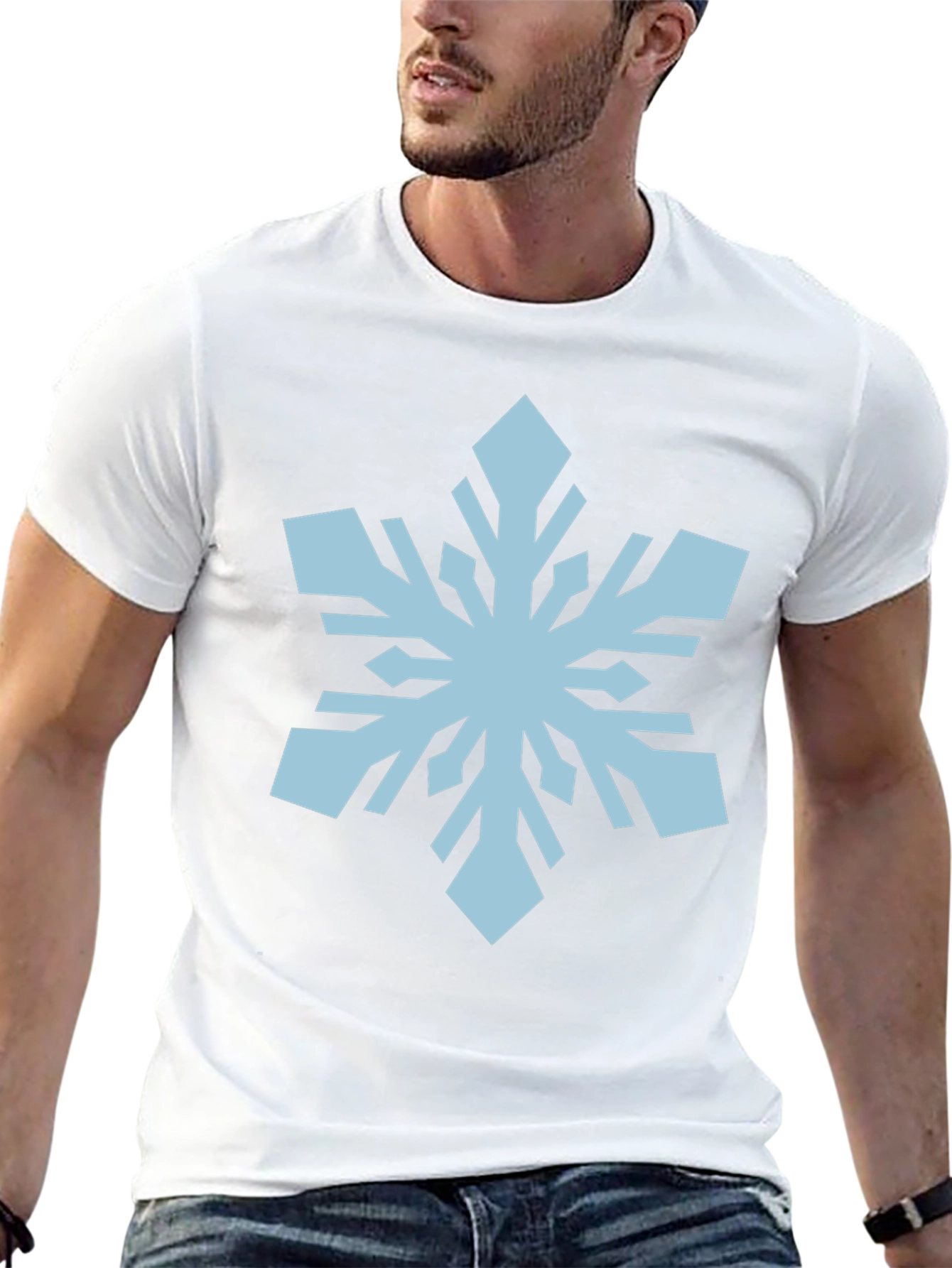 Snowflake Graphic Print Black T-Shirt