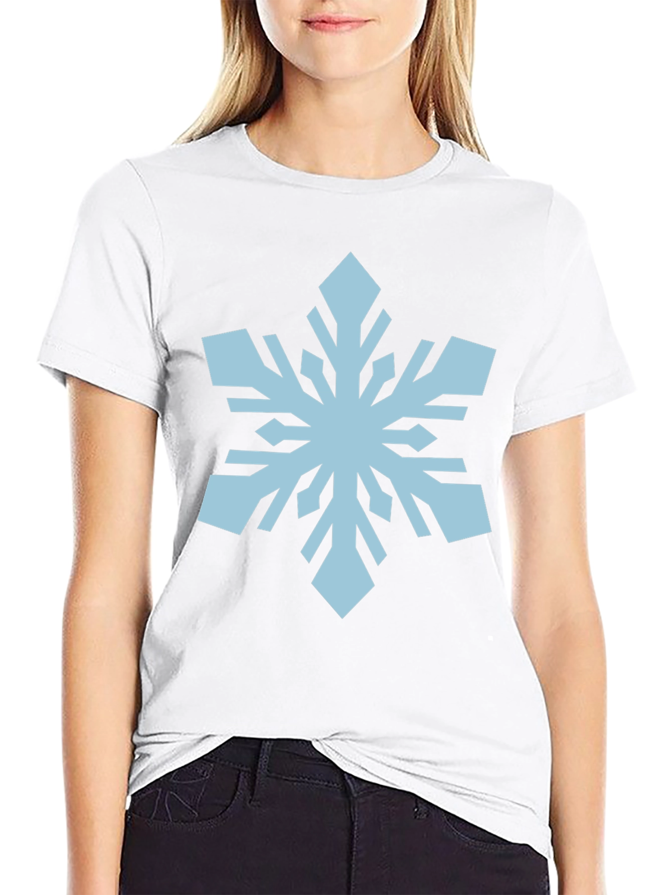 Snowflake Graphic Print Black T-Shirt