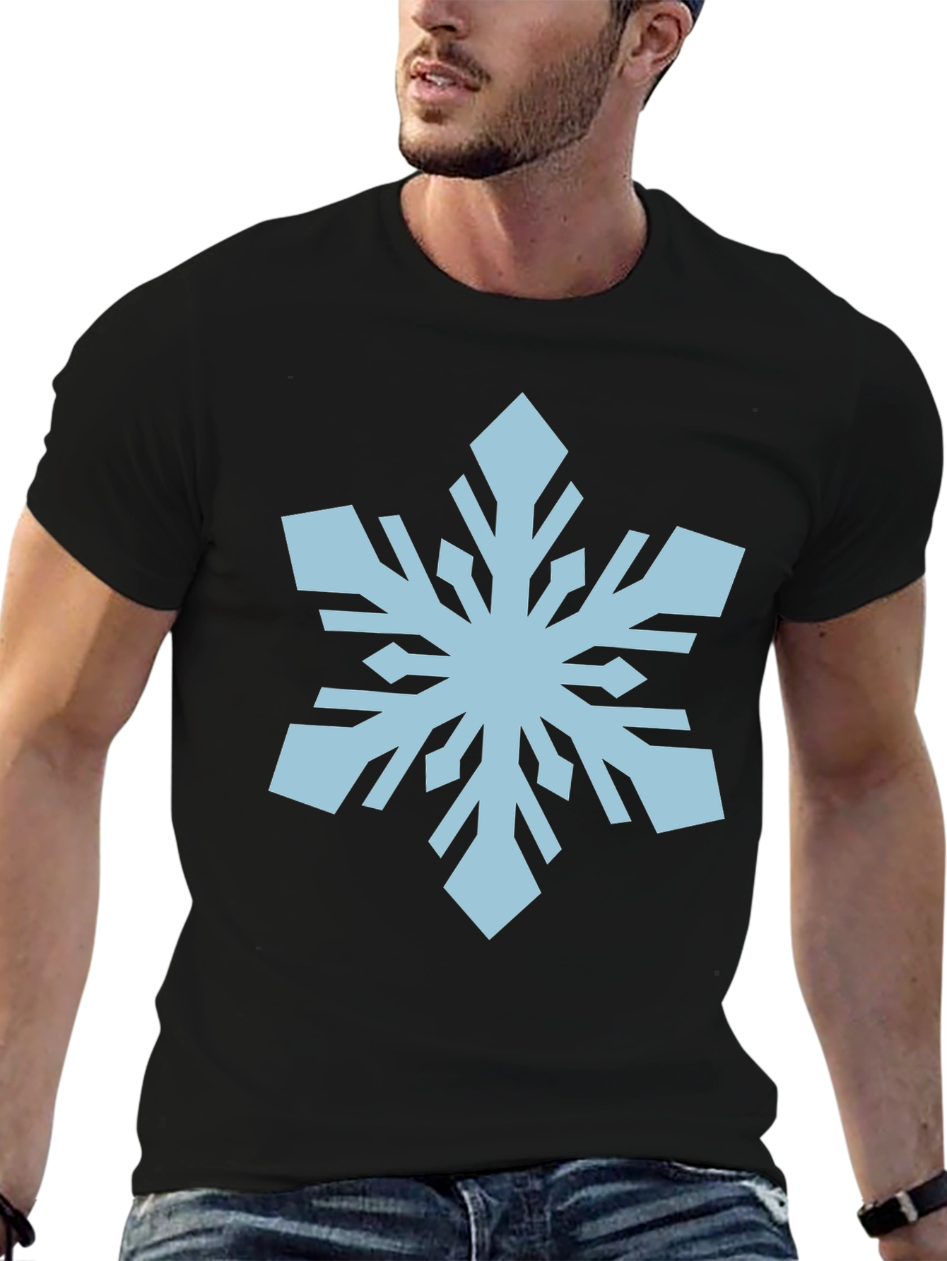 Snowflake Graphic Print Black T-Shirt