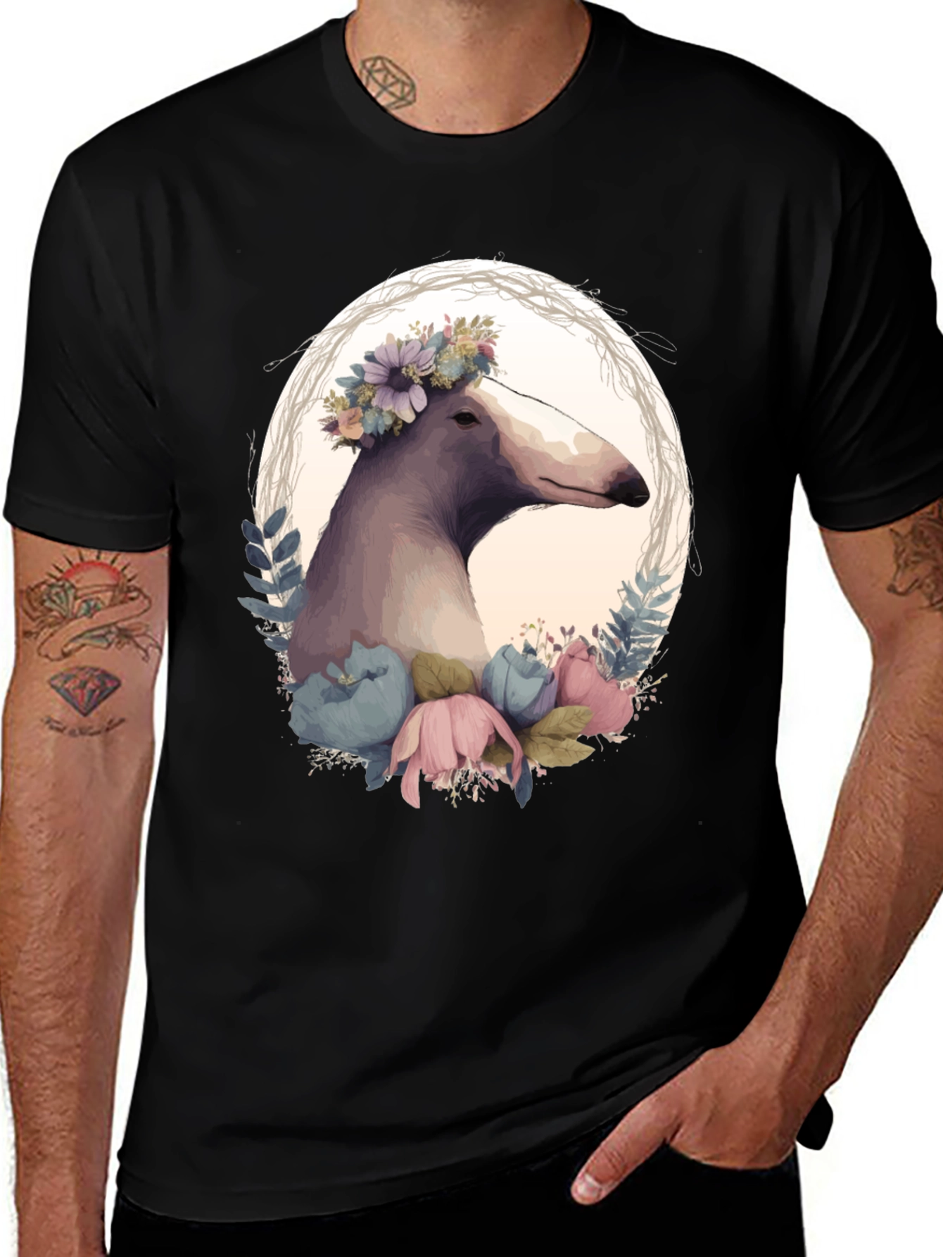 Floral Dog T-Shirt - Unique Graphic Tee