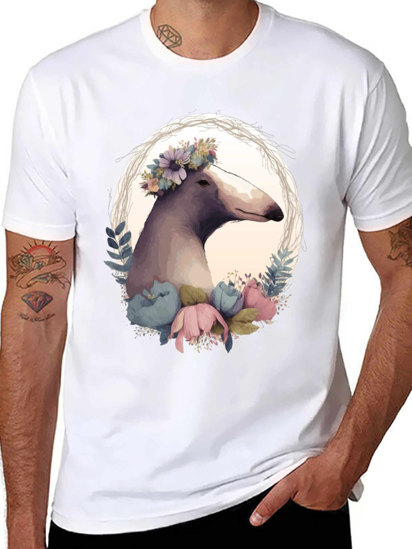 Floral Dog T-Shirt - Unique Graphic Tee