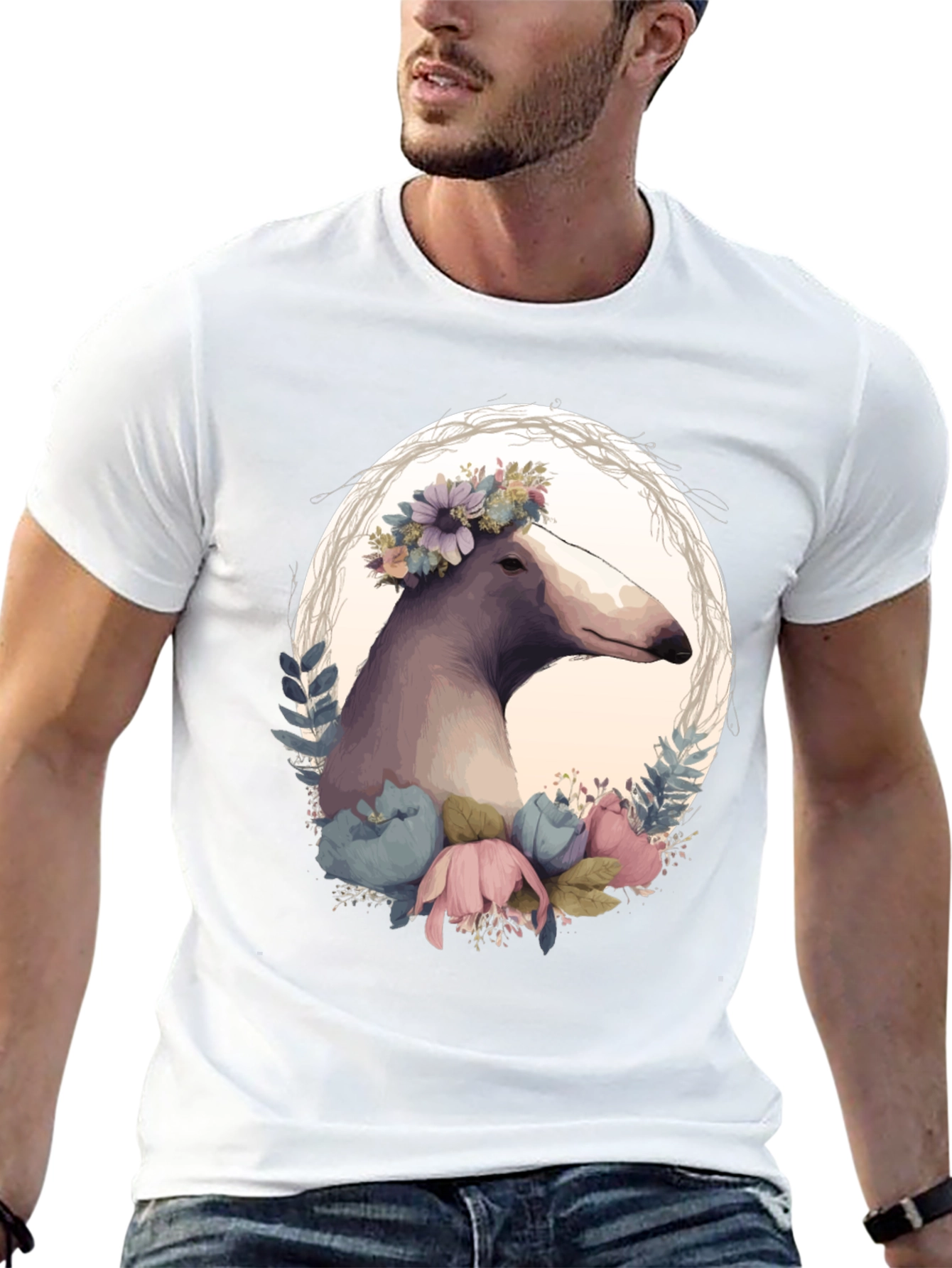 Floral Dog T-Shirt - Unique Graphic Tee