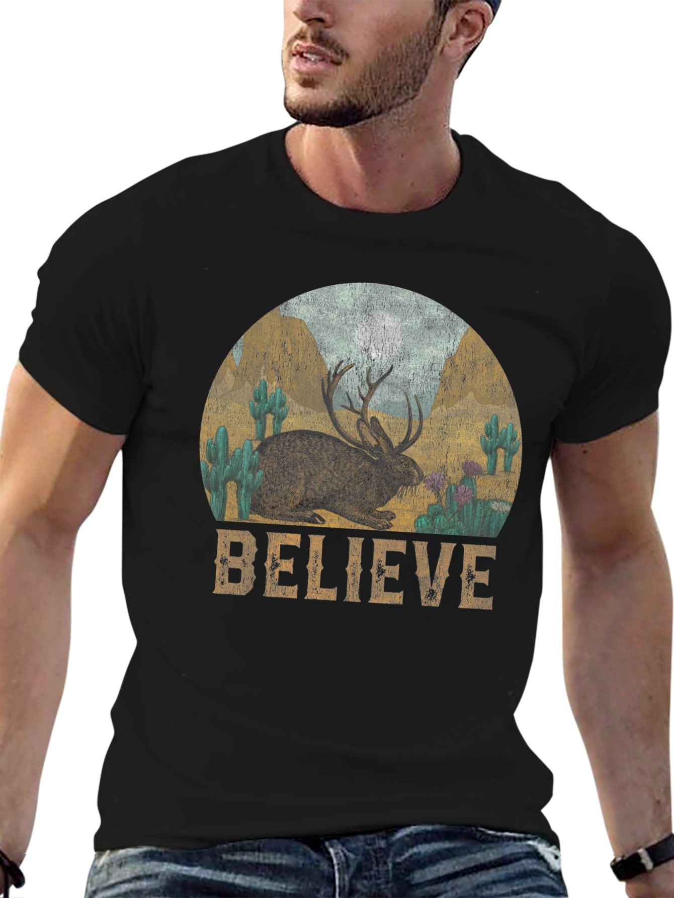 Believe Jackalope Graphic Tee - Western Desert T-Shirt