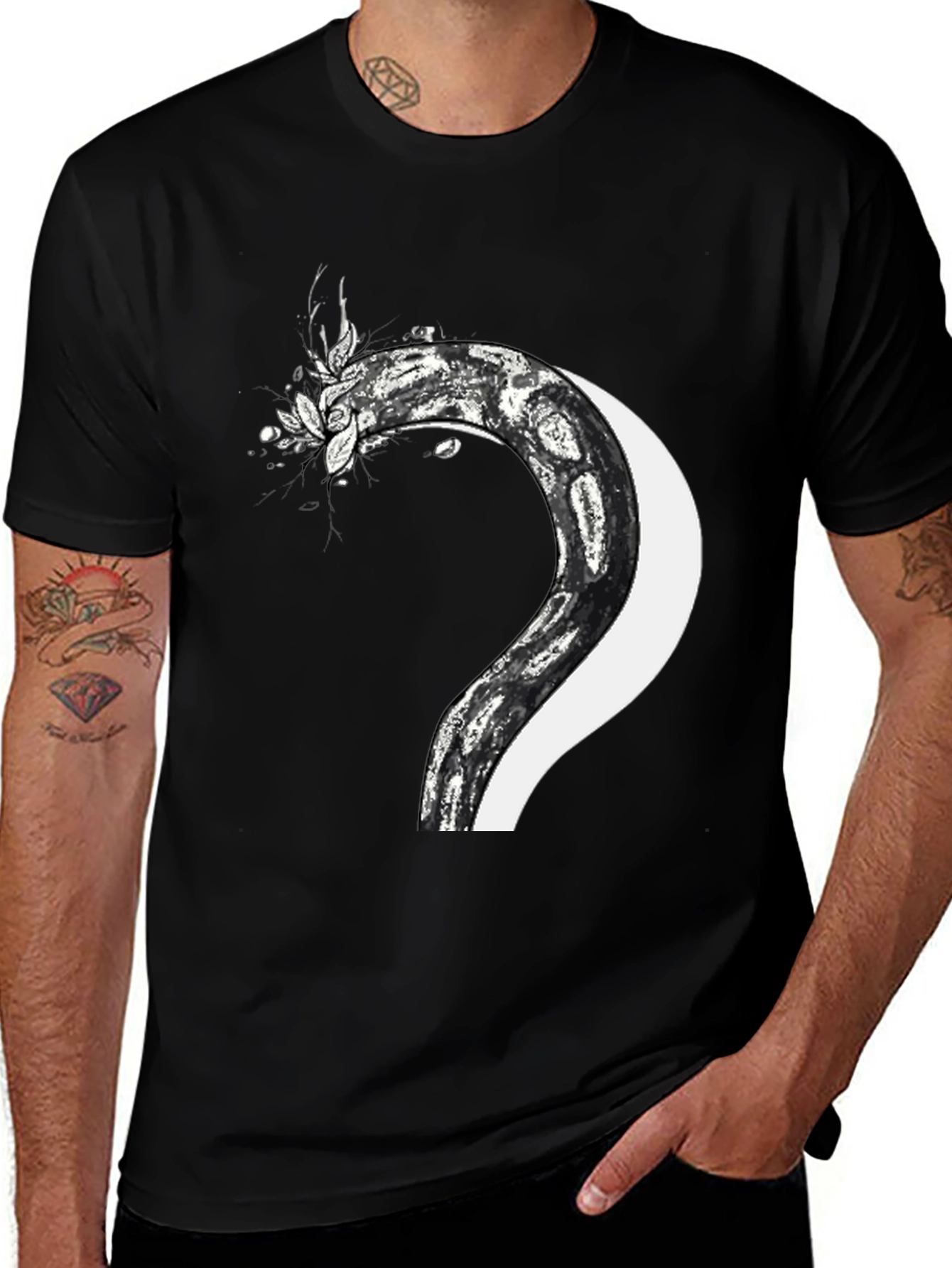 Serpent & Moon Graphic Tee - Mens Black T-Shirt