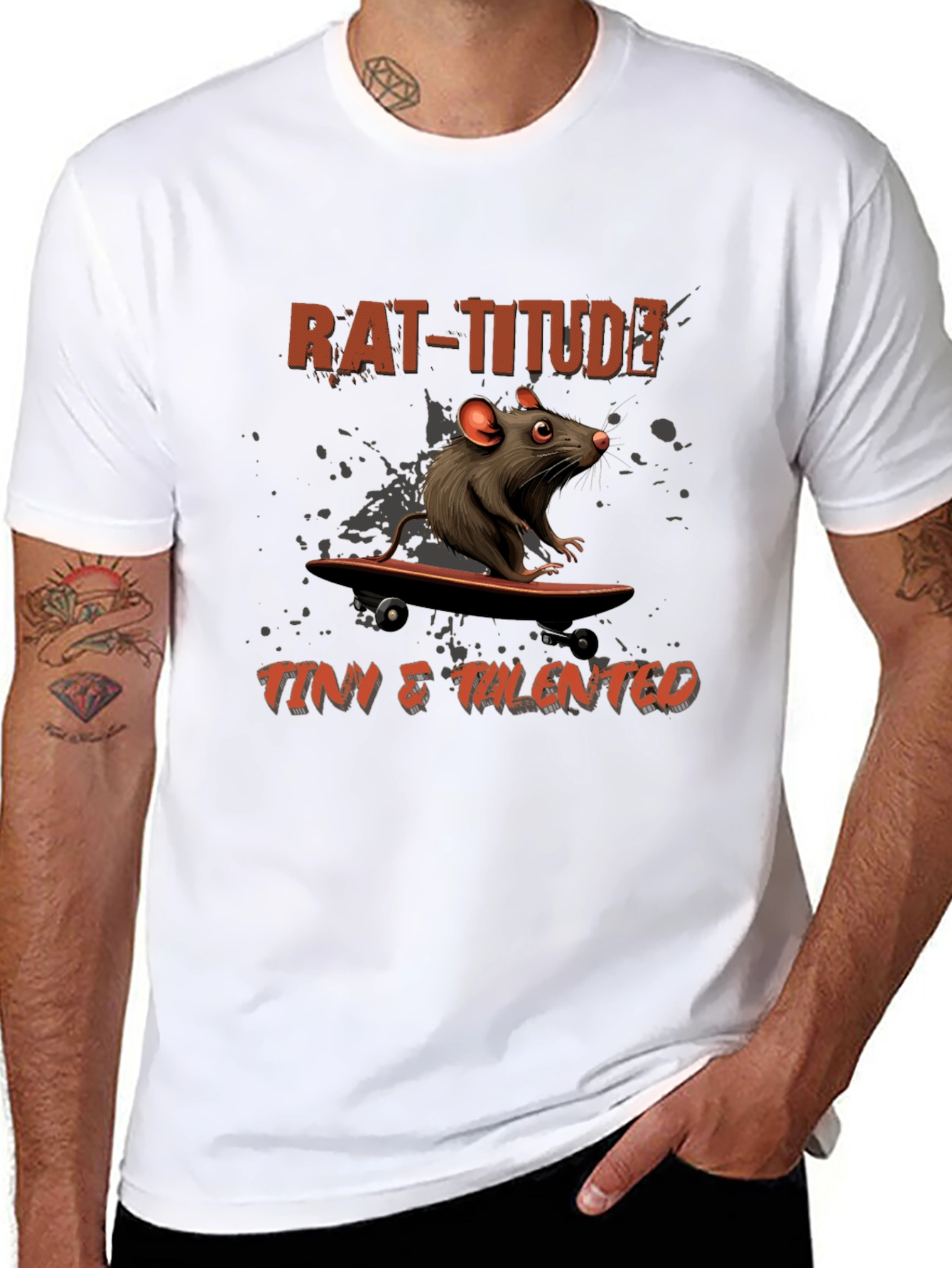 Rat-Titude Skateboarder Tee - Tiny & Talented