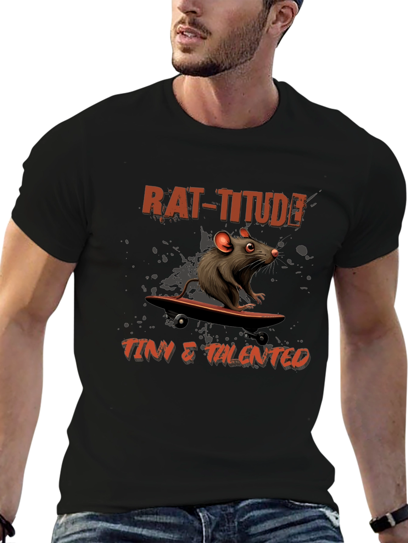 Rat-Titude Skateboarder Tee - Tiny & Talented