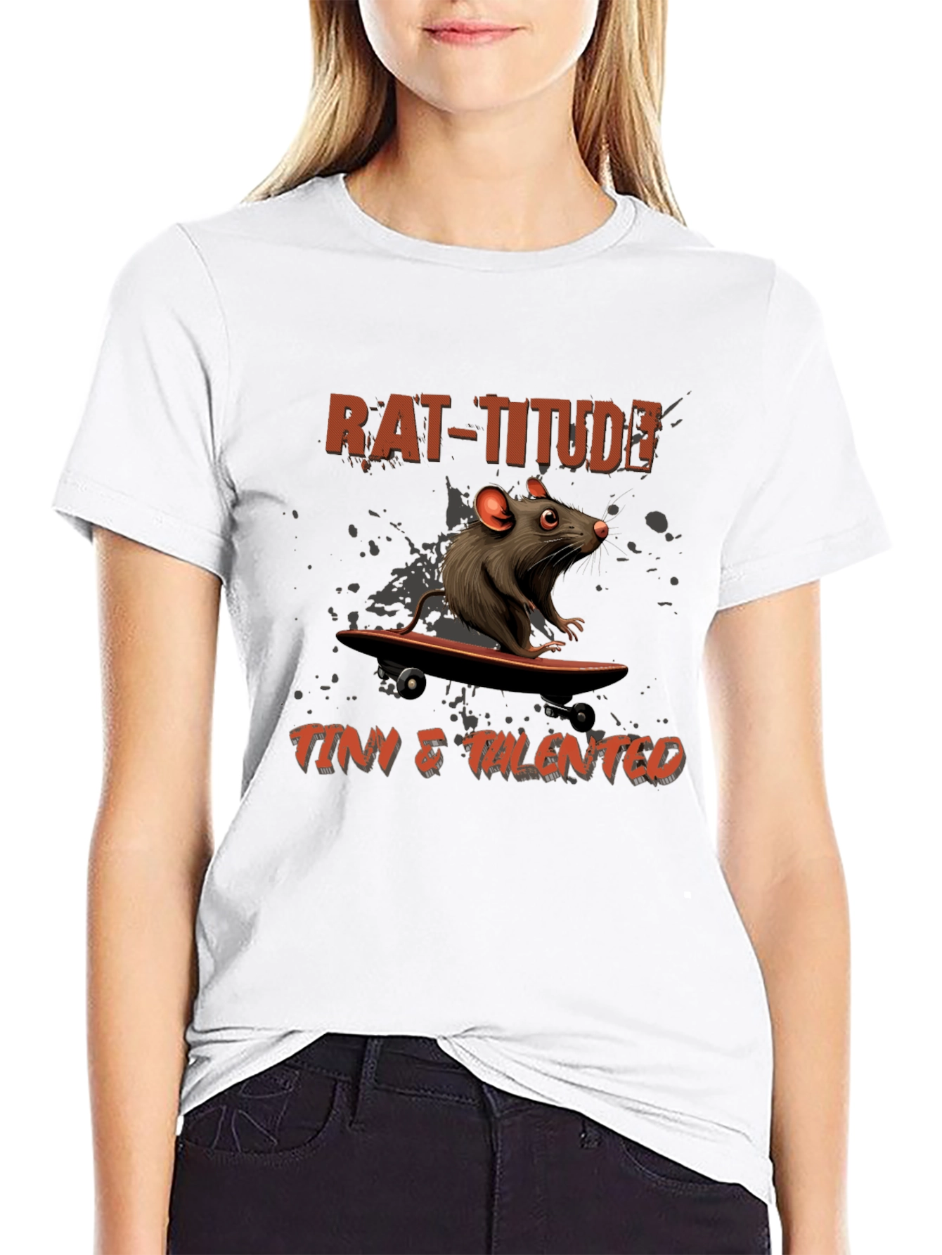 Rat-Titude Skateboarder Tee - Tiny & Talented