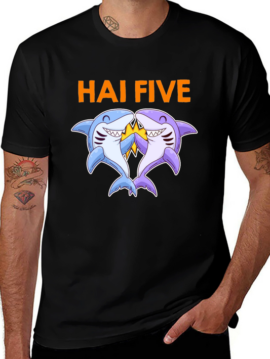 Hai Five Shark Graphic T-Shirt - Black