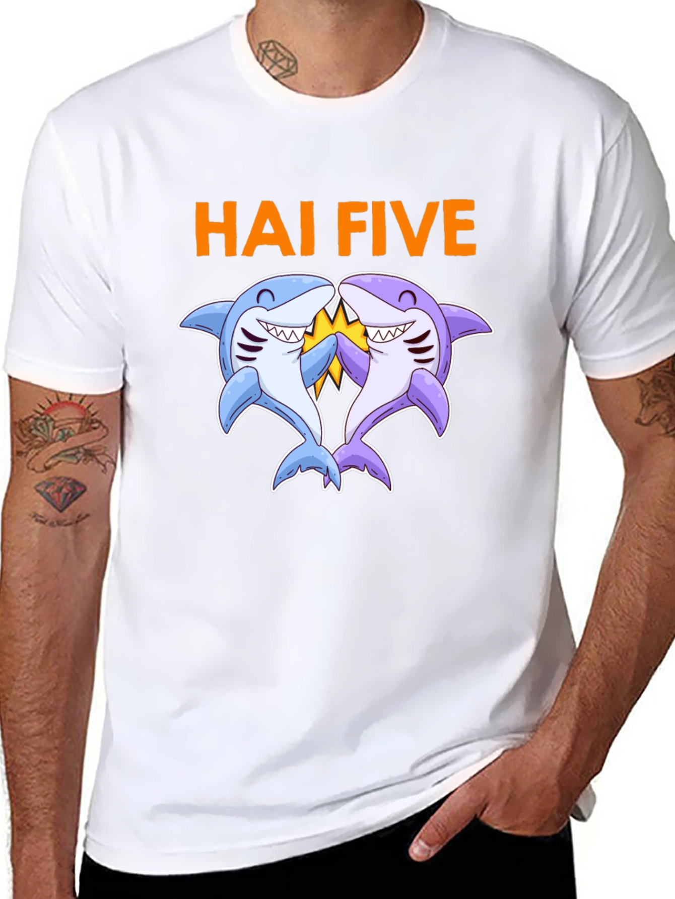 Hai Five Shark Graphic T-Shirt - Black