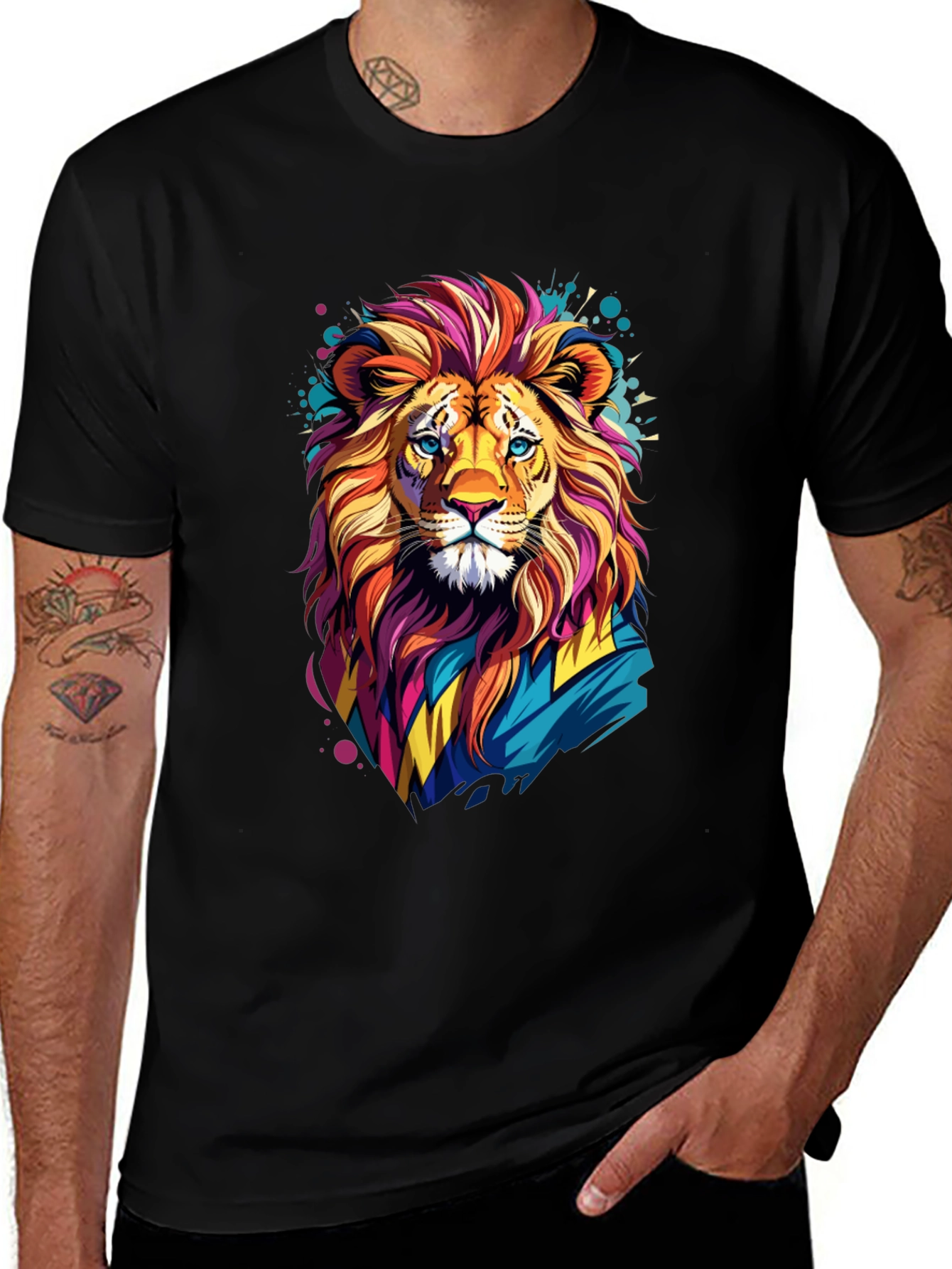 Lion Graphic Tee - Vivid Design Soft Cotton Blend