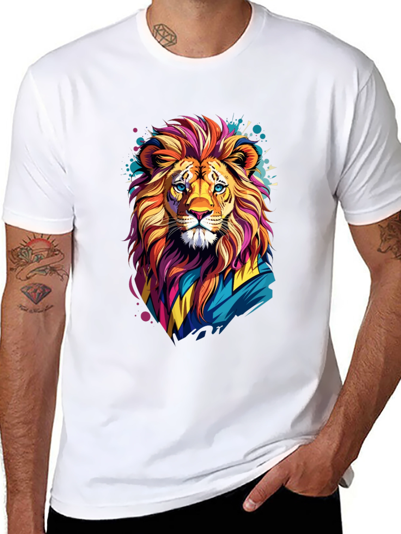 Lion Graphic Tee - Vivid Design Soft Cotton Blend