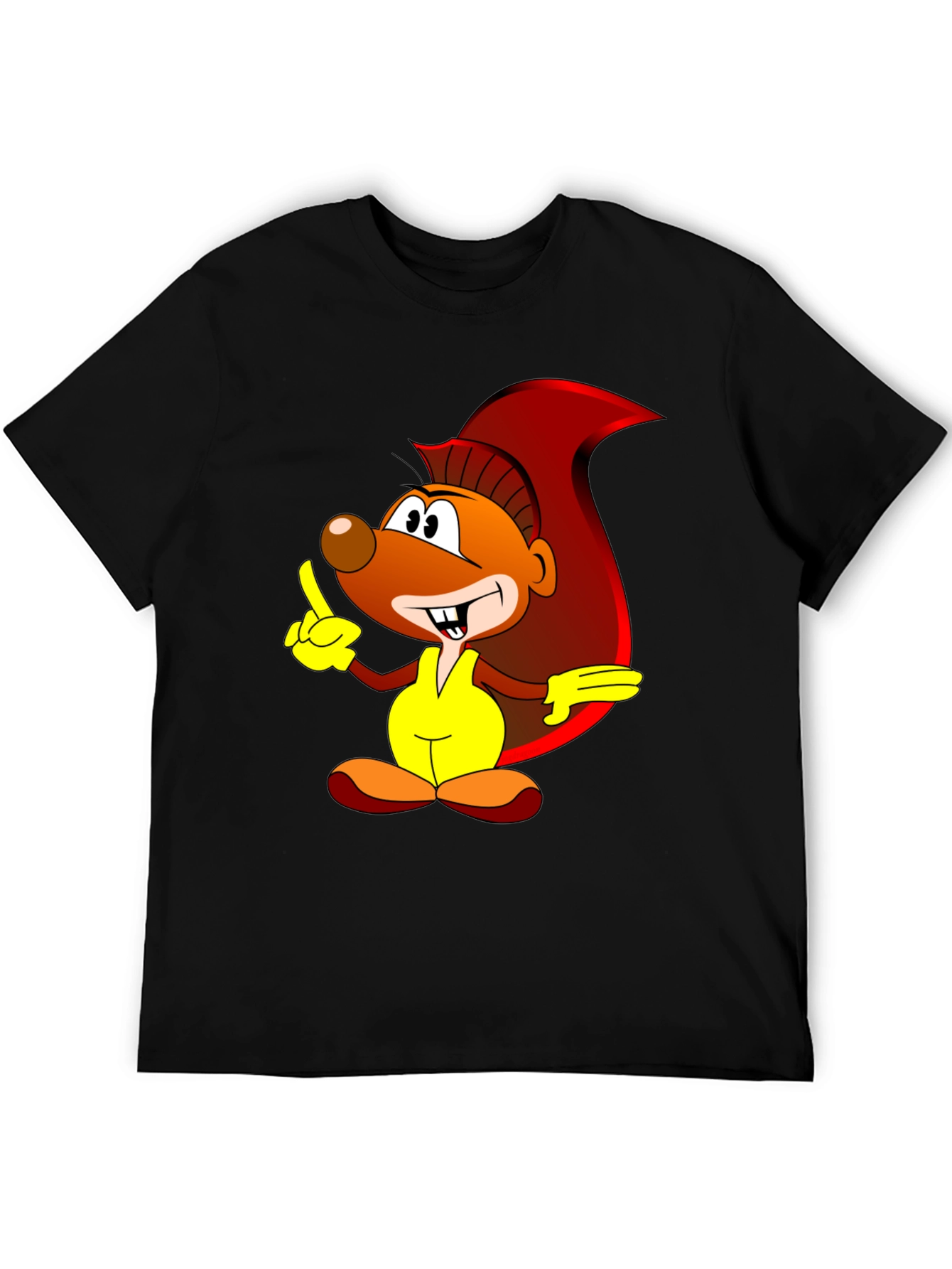 Cartoon Squirrel Graphic Print Black T-Shirt