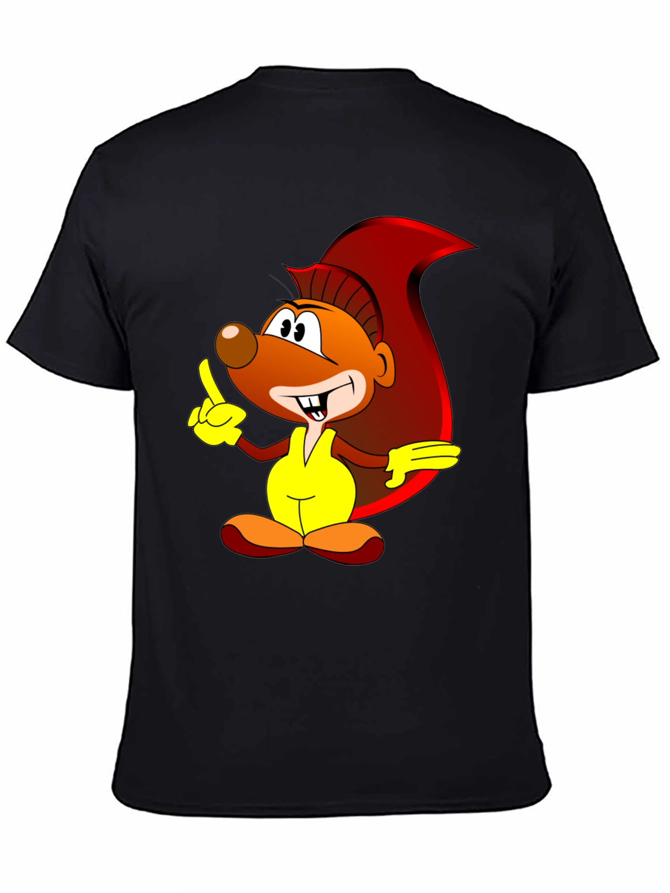 Cartoon Squirrel Graphic Print Black T-Shirt