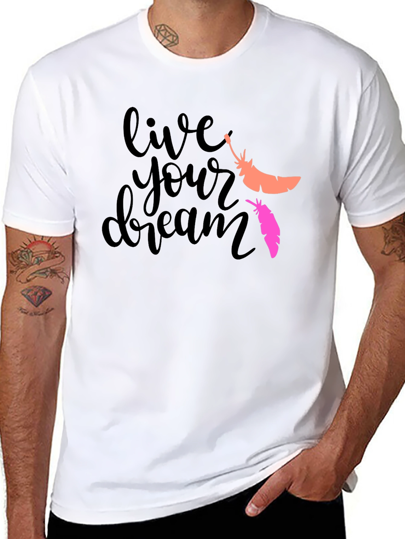 Live Your Dream T-Shirt: Feather Graphic