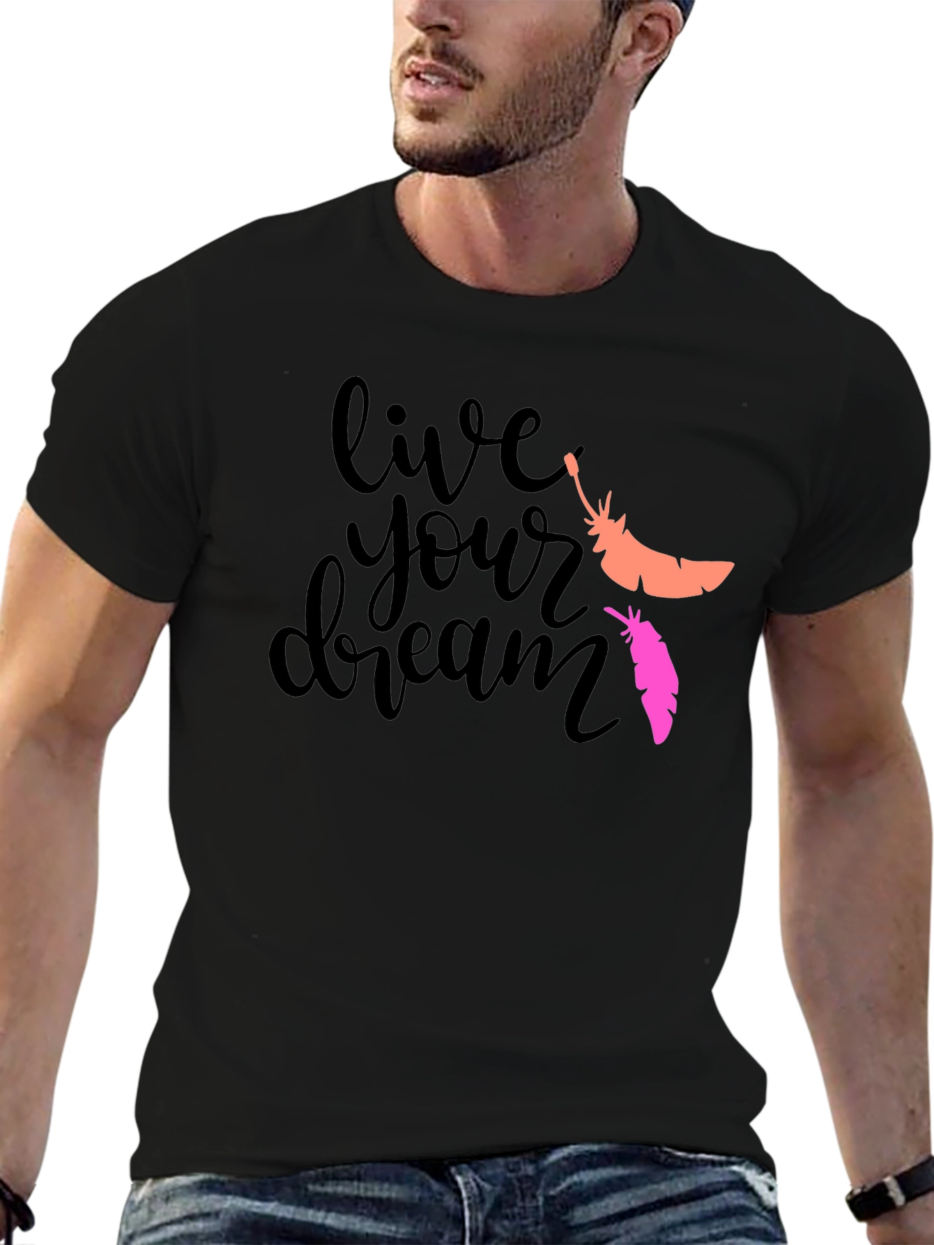 Live Your Dream T-Shirt: Feather Graphic