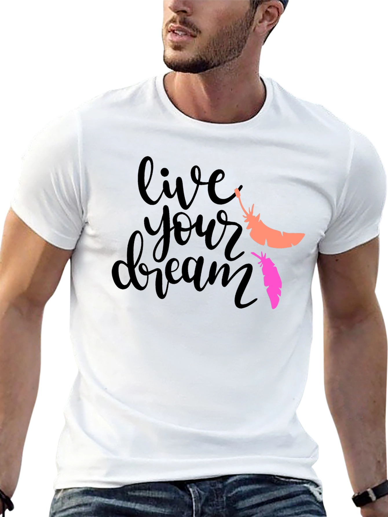 Live Your Dream T-Shirt: Feather Graphic