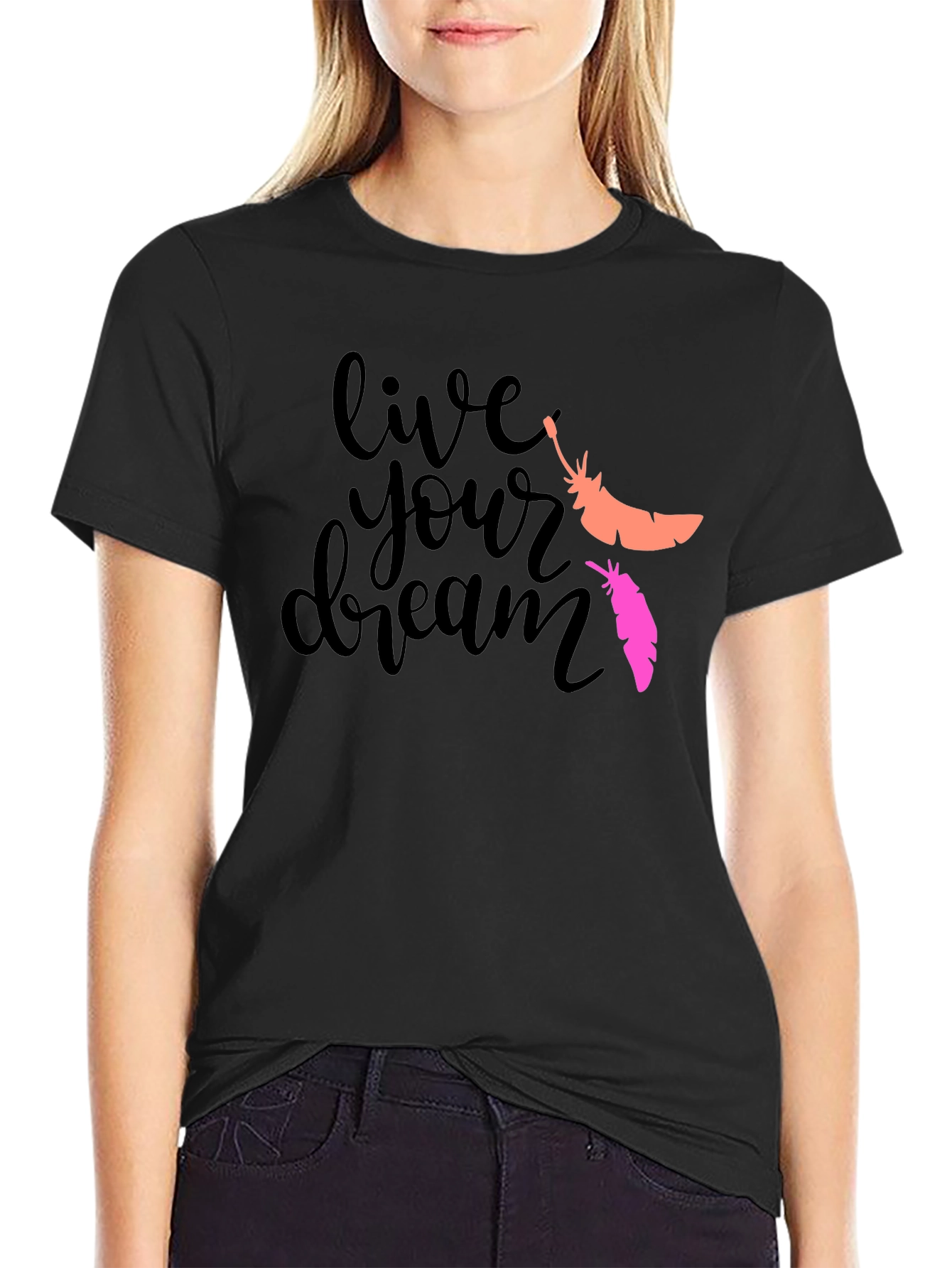 Live Your Dream T-Shirt: Feather Graphic