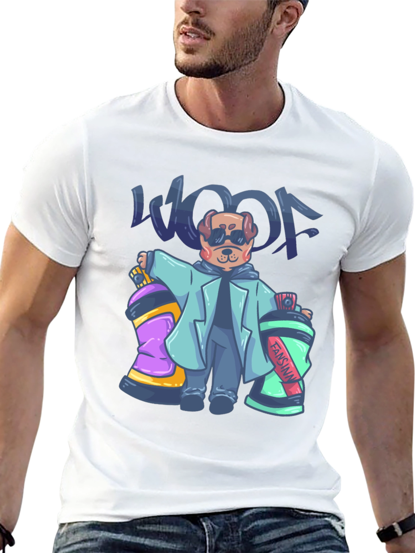 Cool Dog Graffiti Artist Graphic T-Shirt