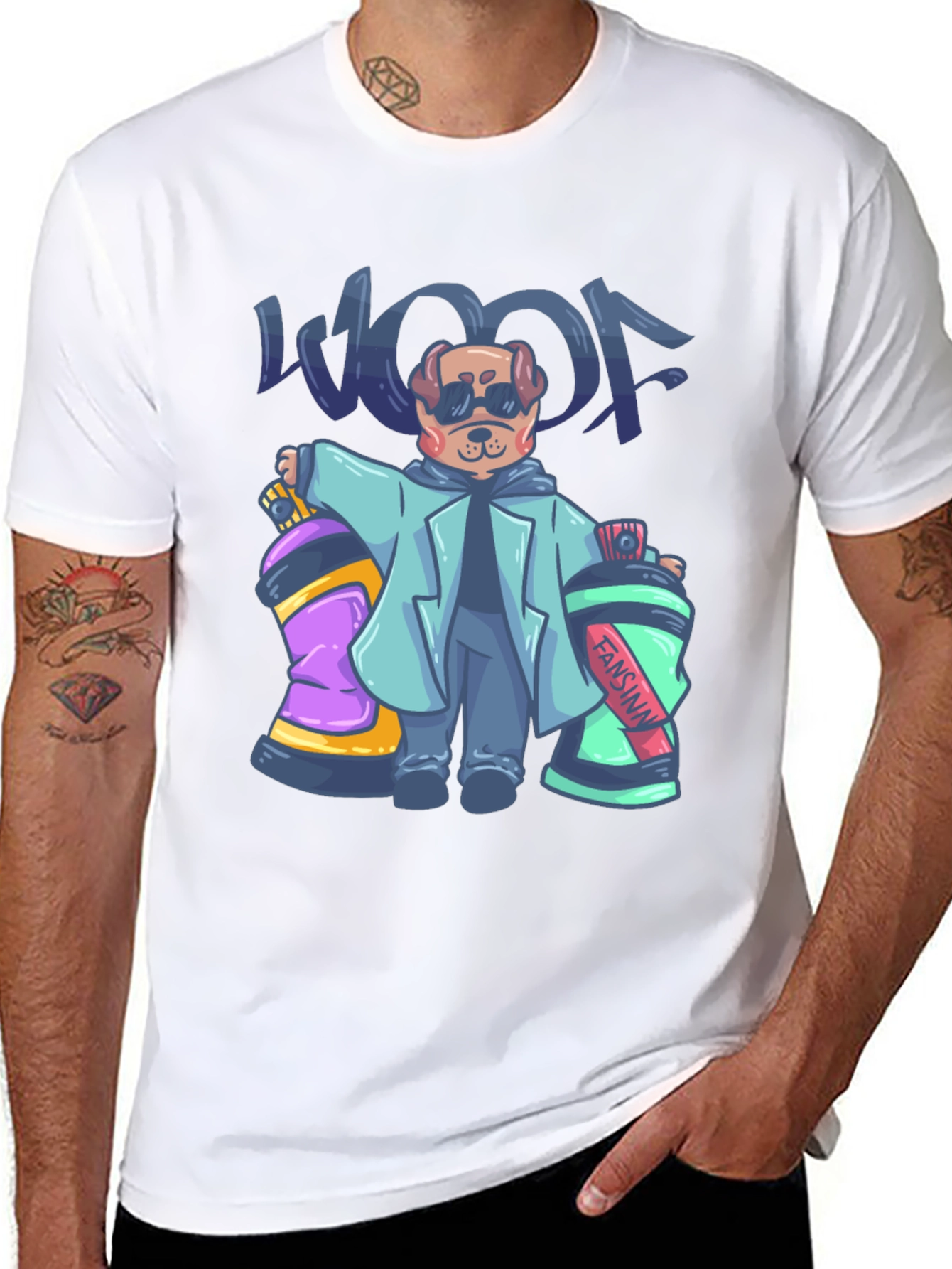 Cool Dog Graffiti Artist Graphic T-Shirt
