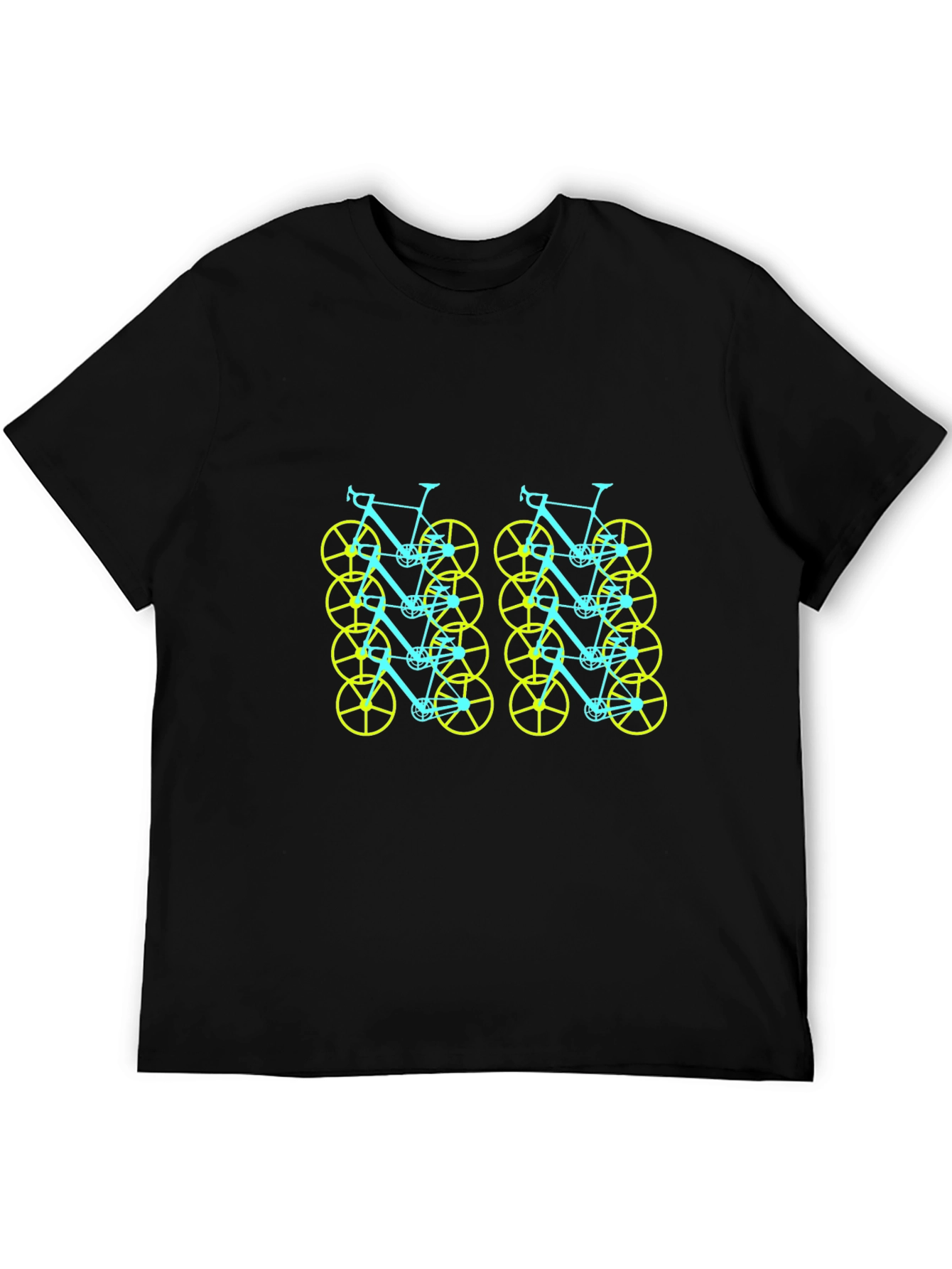 Funky Bicycle Pattern Tee - Black Cotton Comfort
