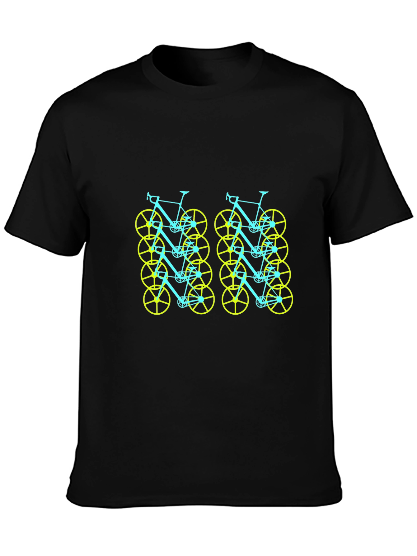 Funky Bicycle Pattern Tee - Black Cotton Comfort