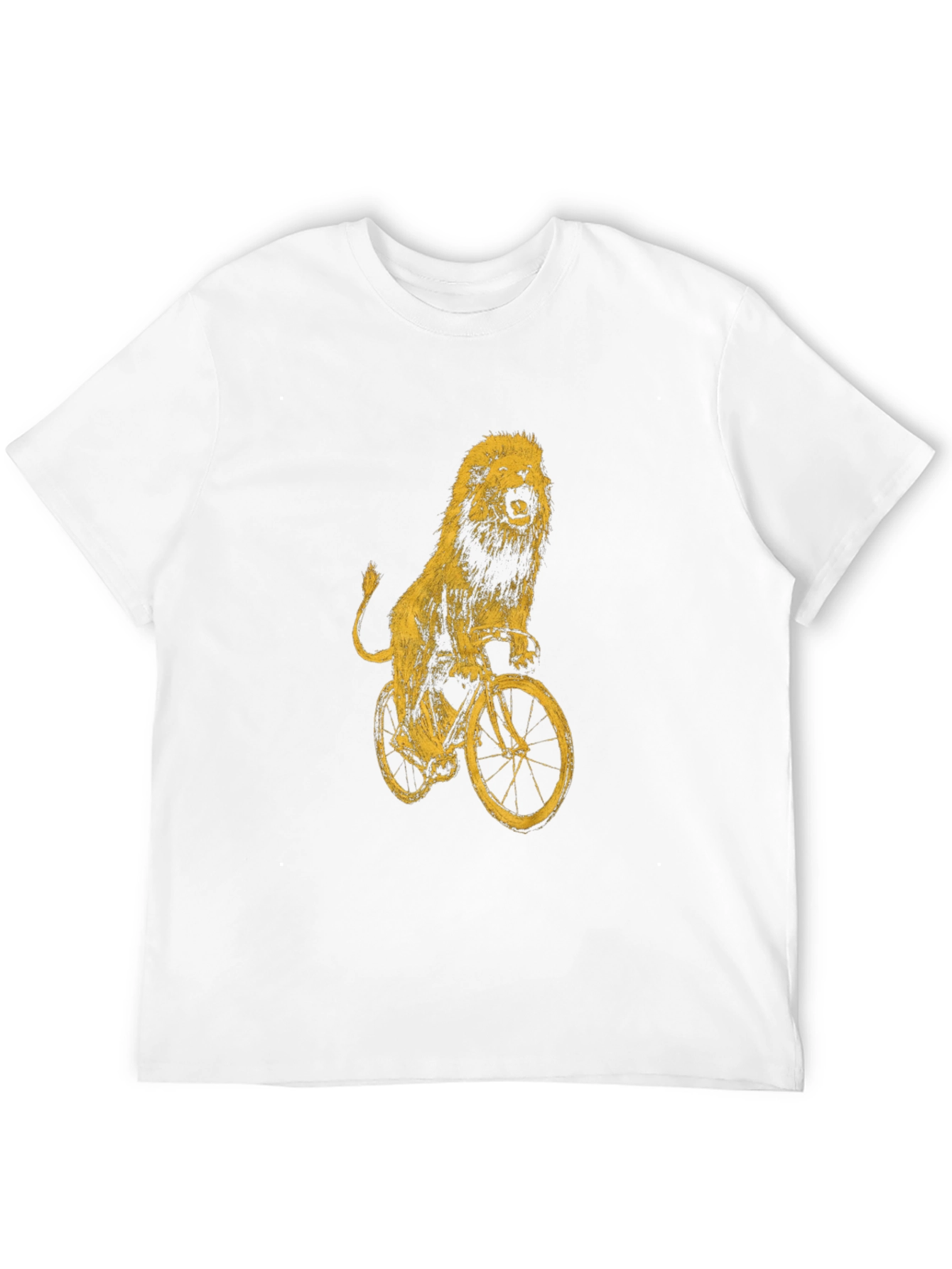 Lion on Bike Graphic Tee - Black Cotton T-Shirt