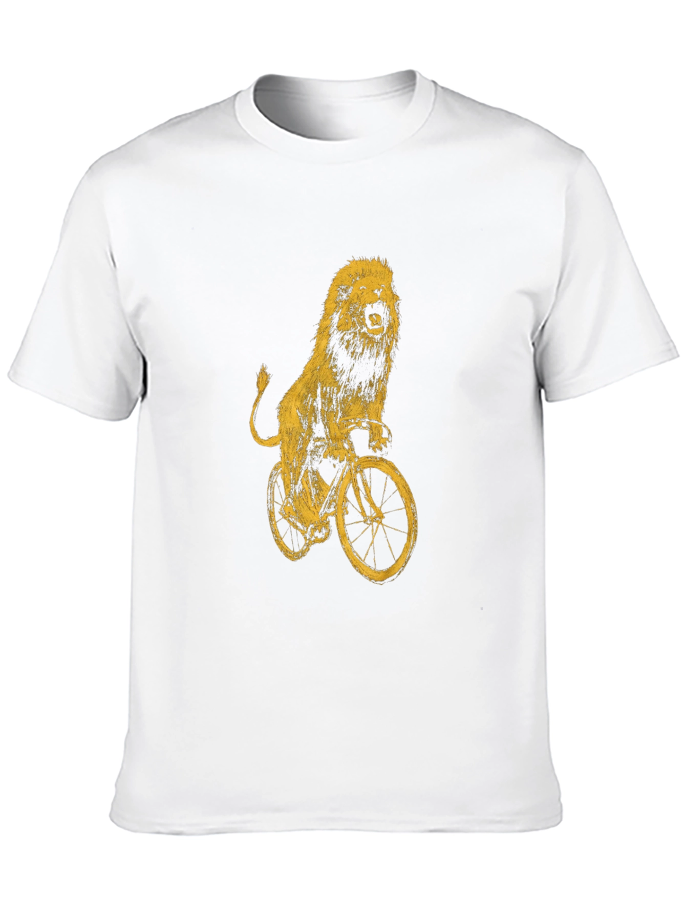 Lion on Bike Graphic Tee - Black Cotton T-Shirt