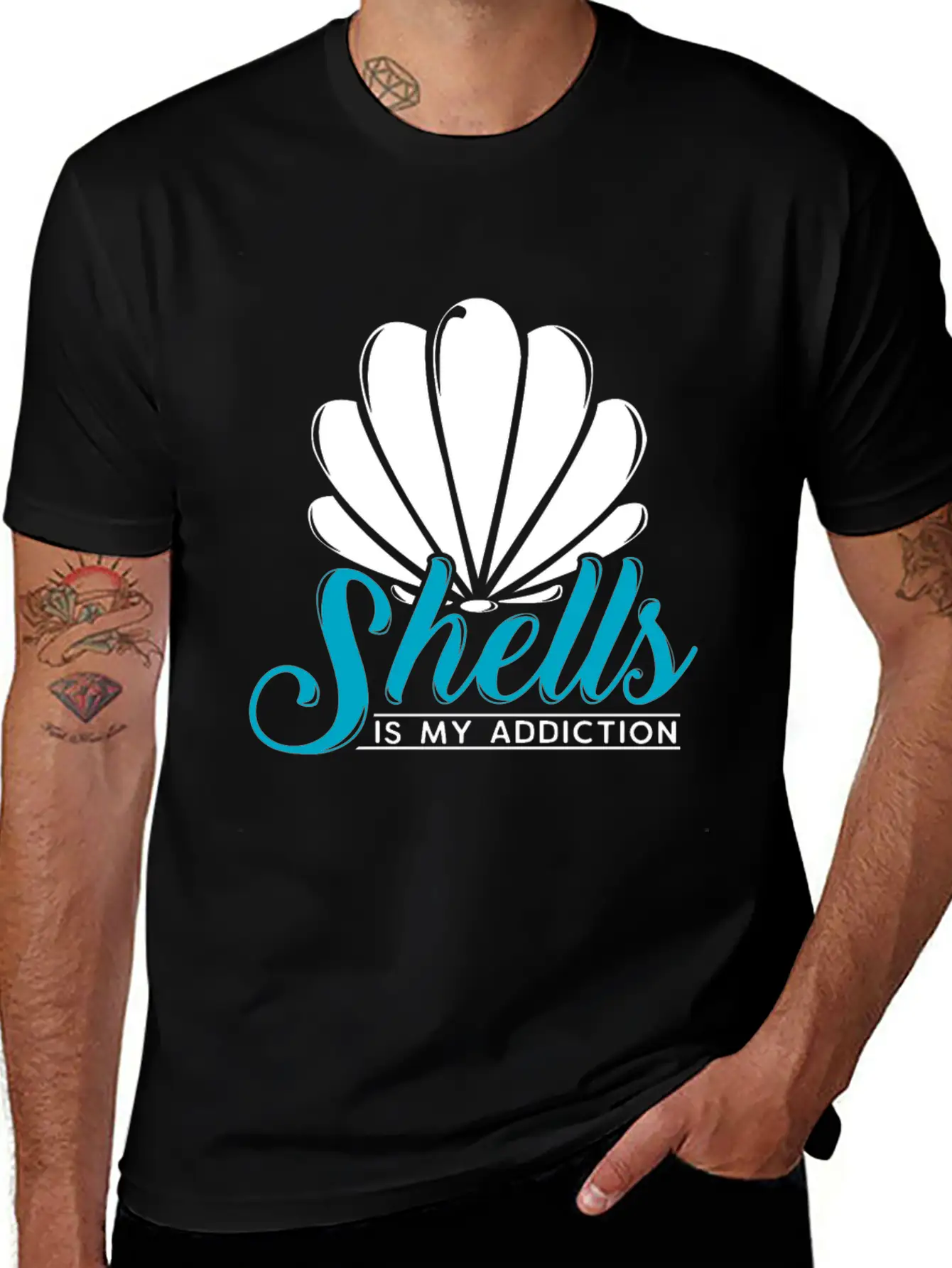 Shells Is My Addiction Sea Ocean Gift Unisex Casual T-Shirt – Clean Design For Daily Comfort