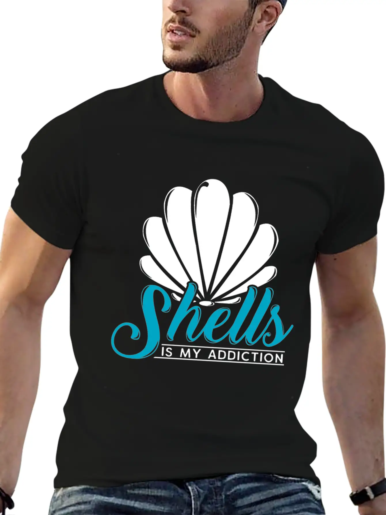 Shells Is My Addiction Sea Ocean Gift Unisex Casual T-Shirt – Clean Design For Daily Comfort