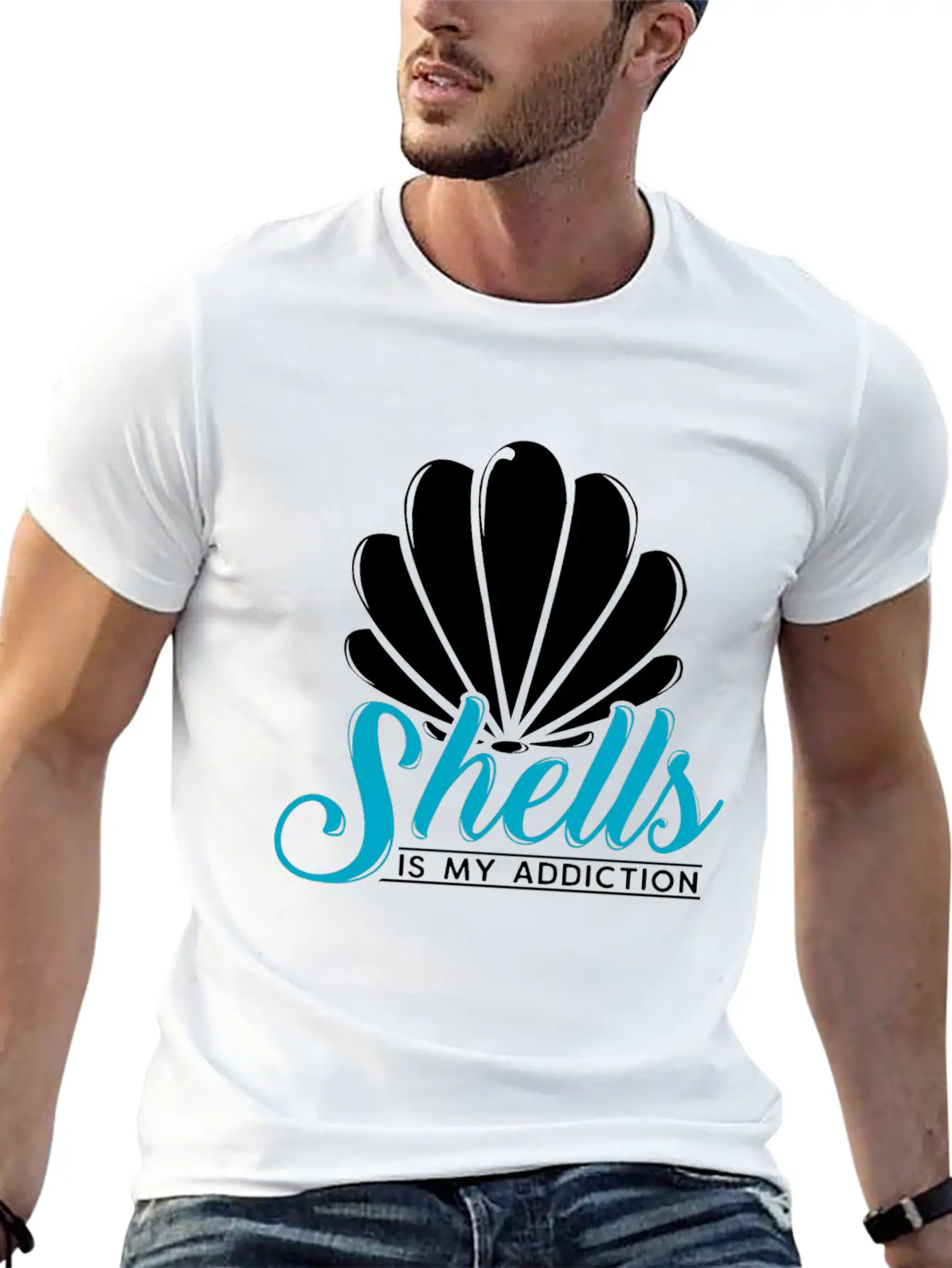 Shells Is My Addiction Sea Ocean Gift Unisex Casual T-Shirt – Clean Design For Daily Comfort