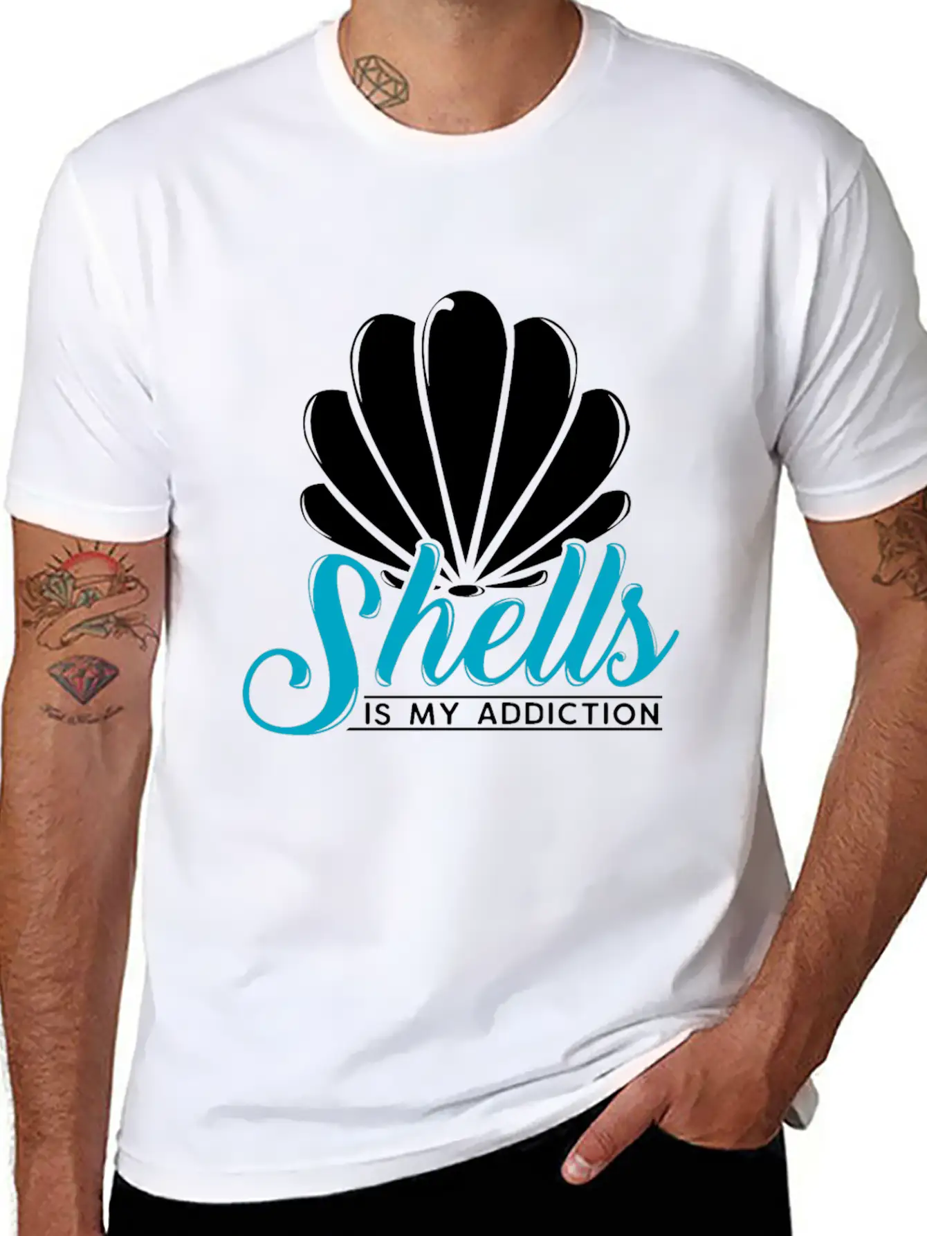 Shells Is My Addiction Sea Ocean Gift Unisex Casual T-Shirt – Clean Design For Daily Comfort