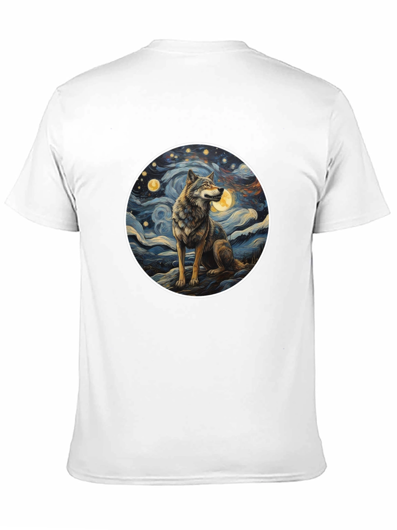 Wolf in Starry Night Mens T-Shirt
