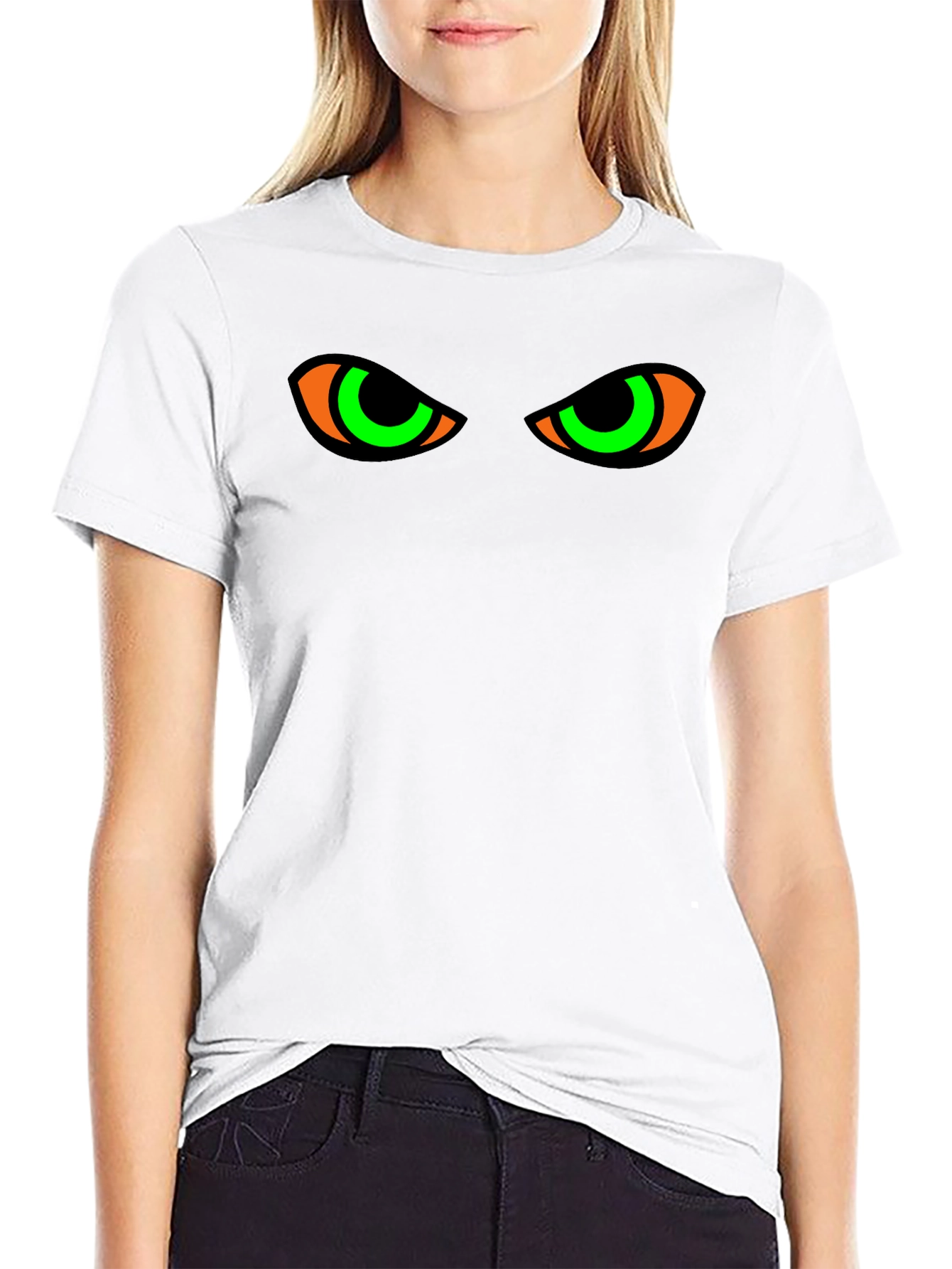 Glow Eyes T-Shirt: Mens Black Spooky Graphic Tee