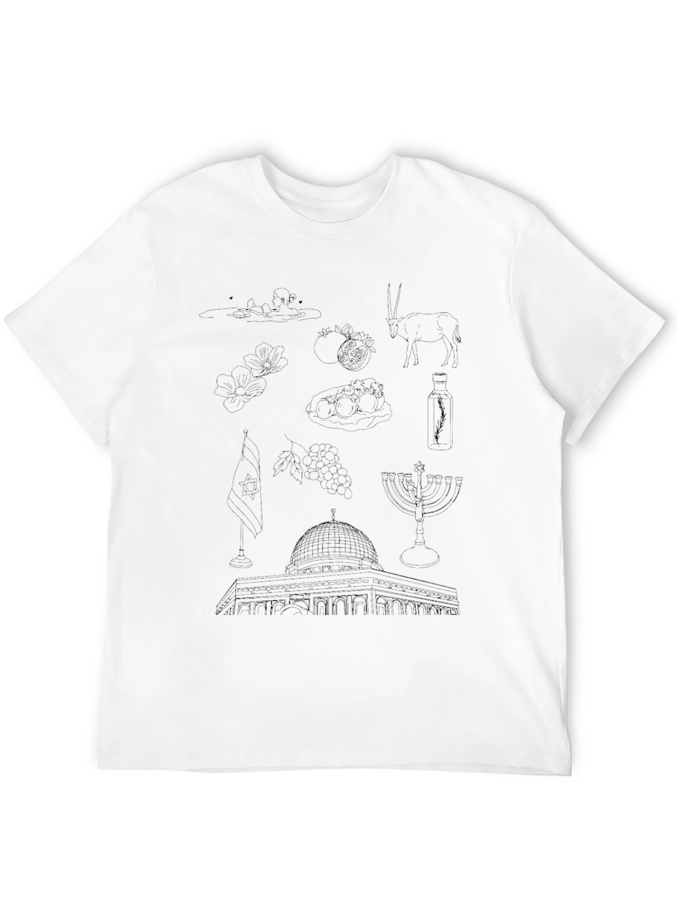 Israel Outline Art Black T-Shirt