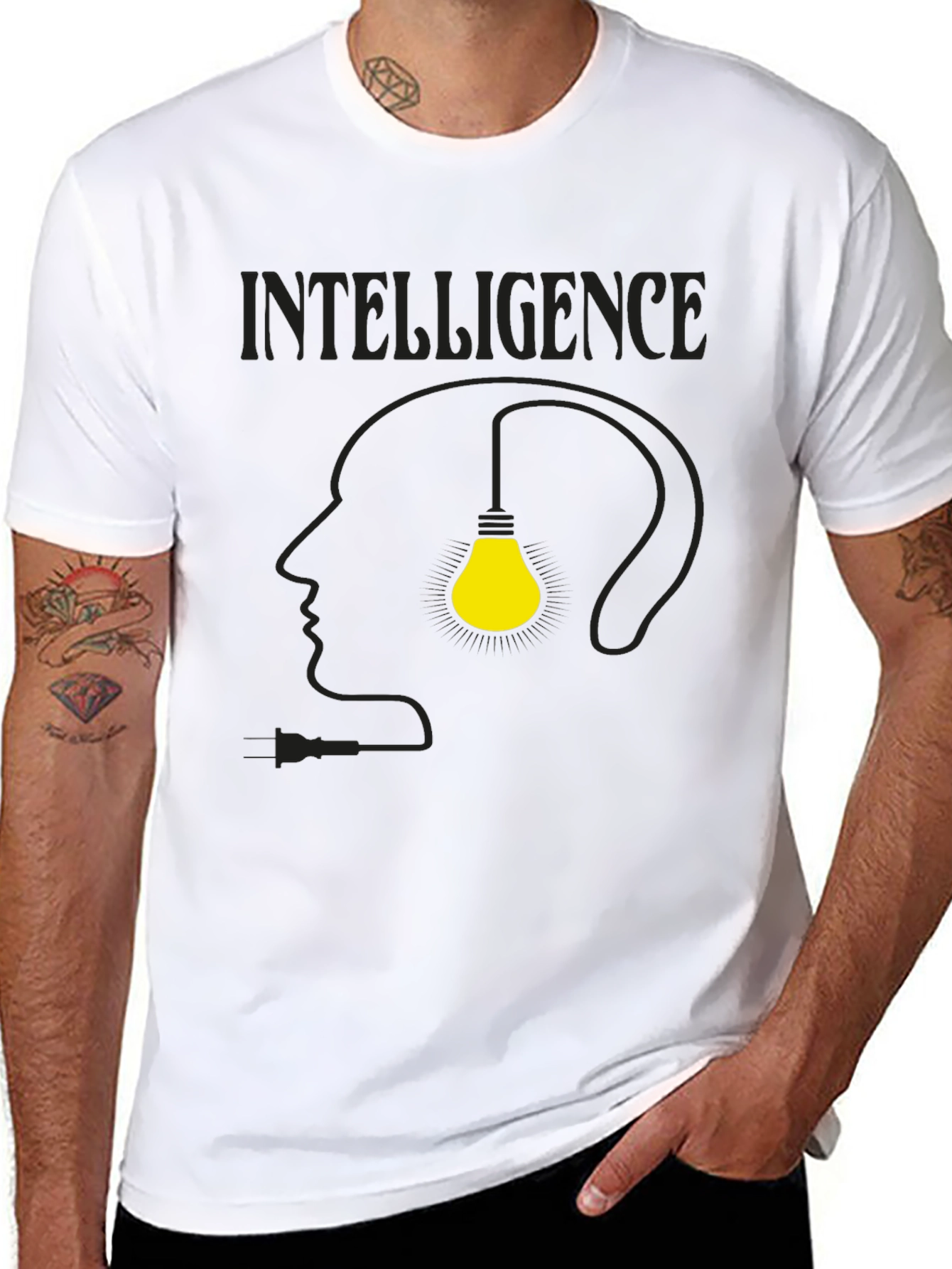 Intelligence T-Shirt - Light Bulb Head Graphic Tee