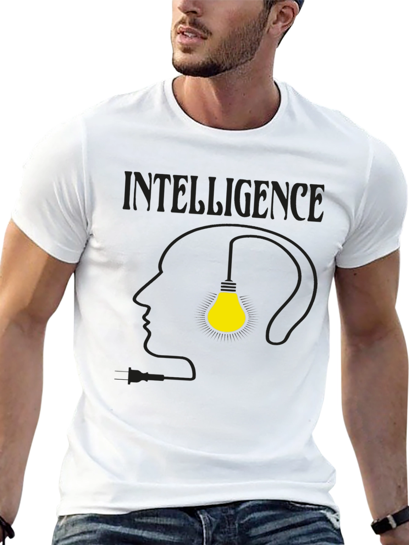 Intelligence T-Shirt - Light Bulb Head Graphic Tee