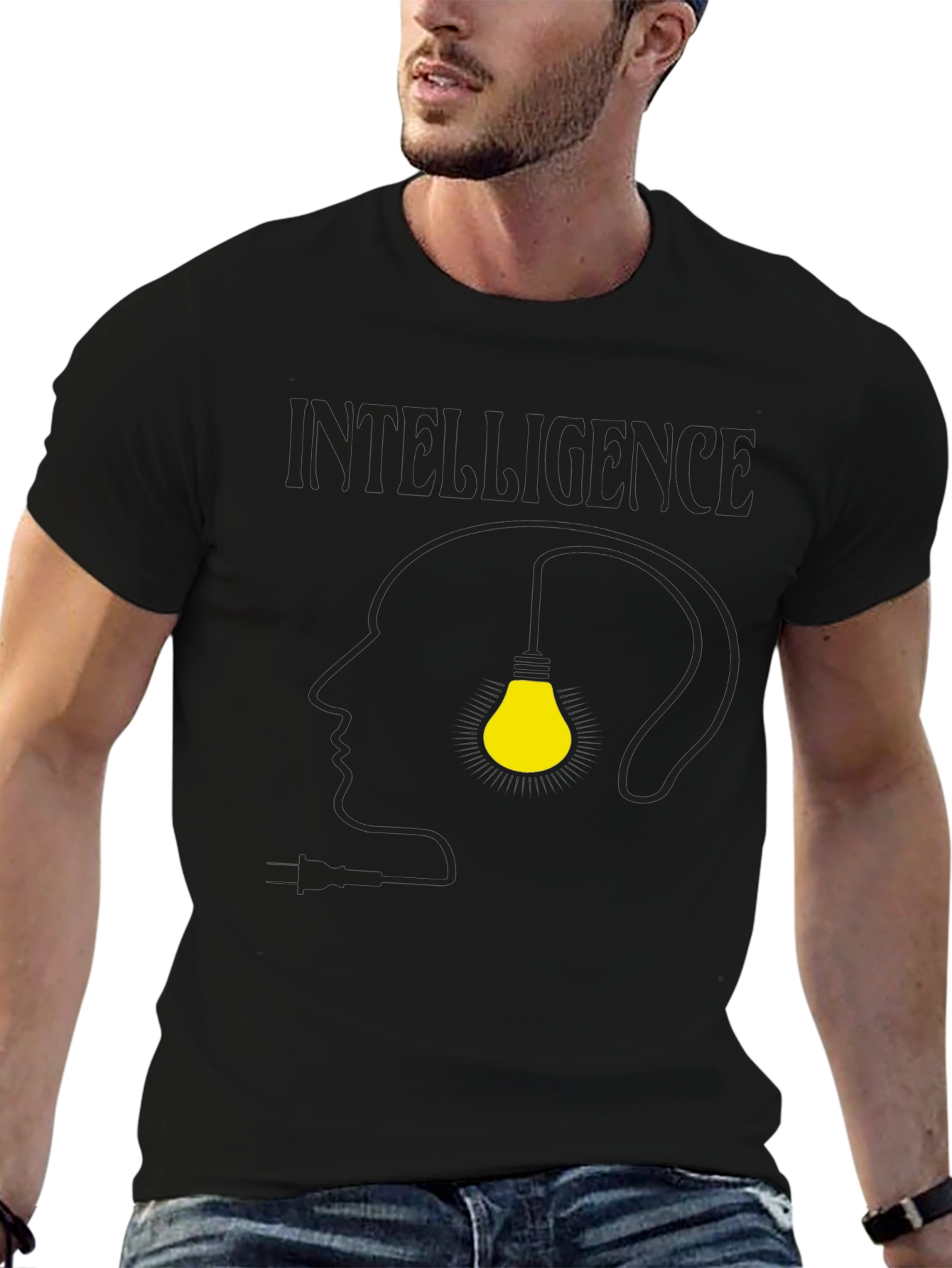 Intelligence T-Shirt - Light Bulb Head Graphic Tee