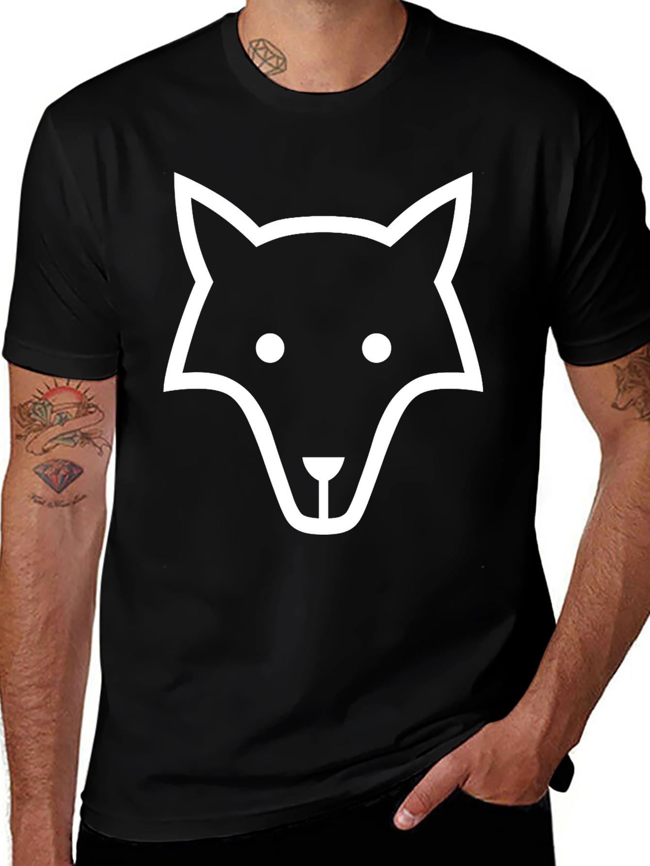 Fox Graphic Tee - Black Cotton T-Shirt