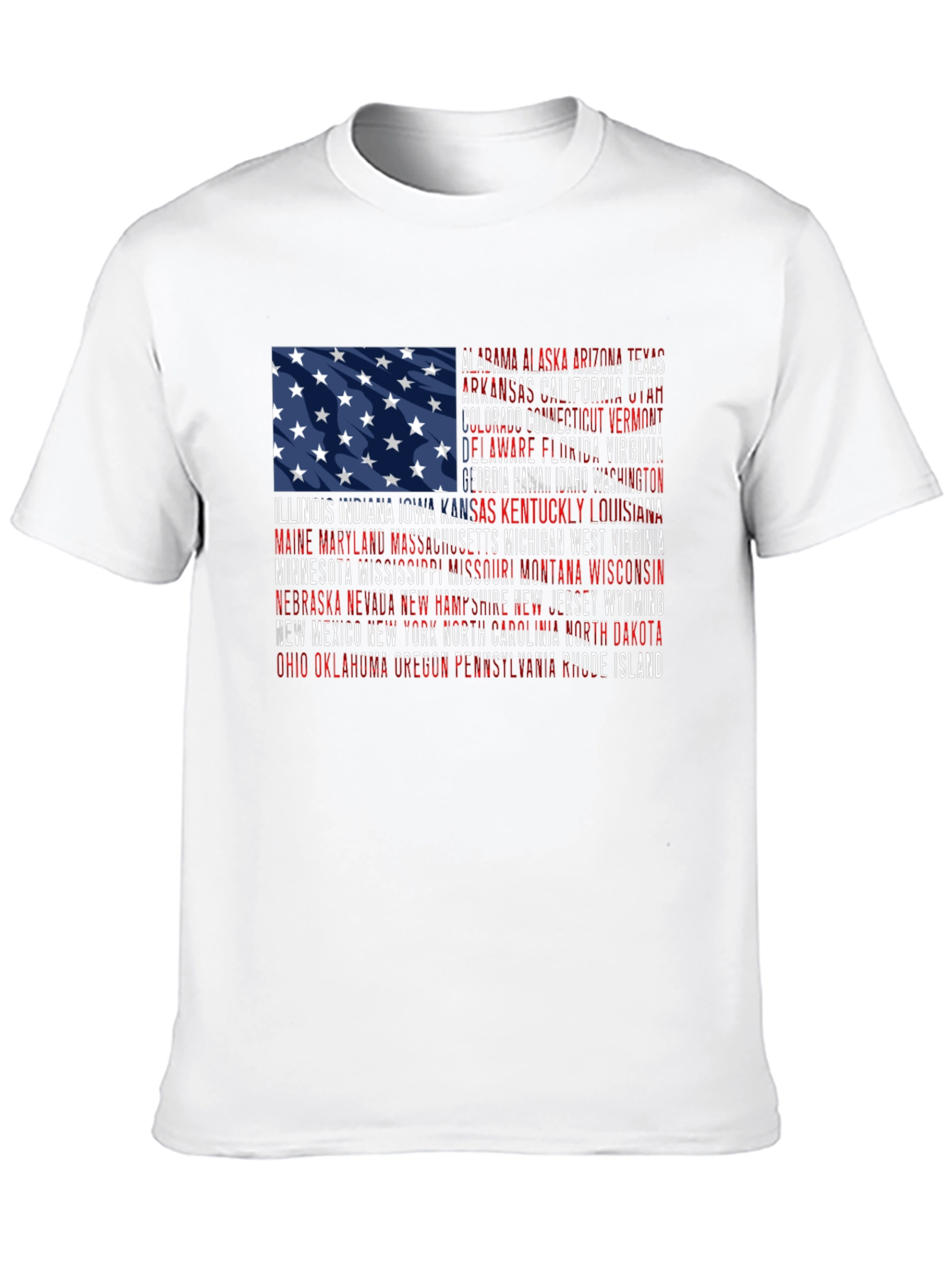 USA Flag States Graphic Print T-Shirt