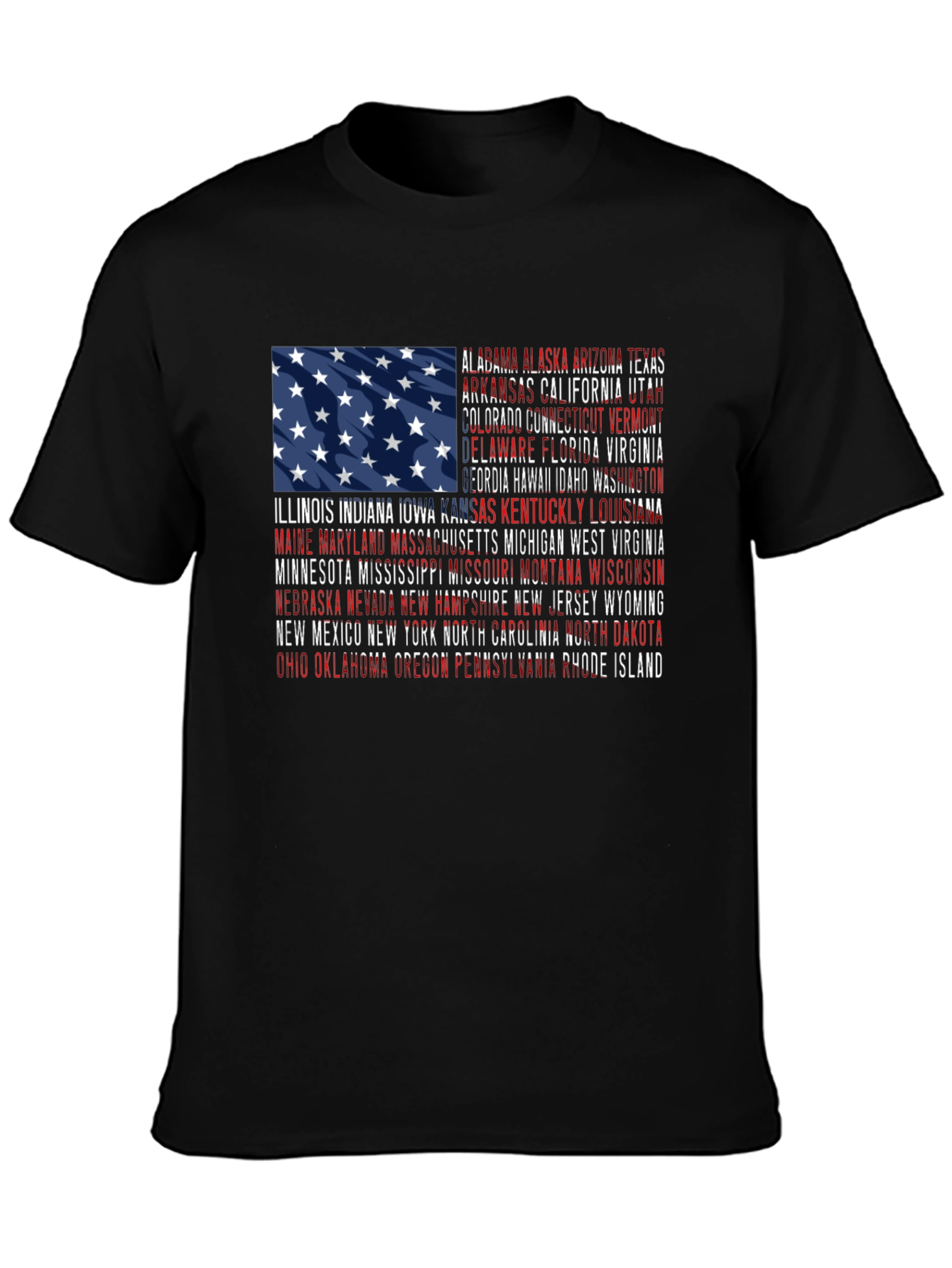 USA Flag States Graphic Print T-Shirt