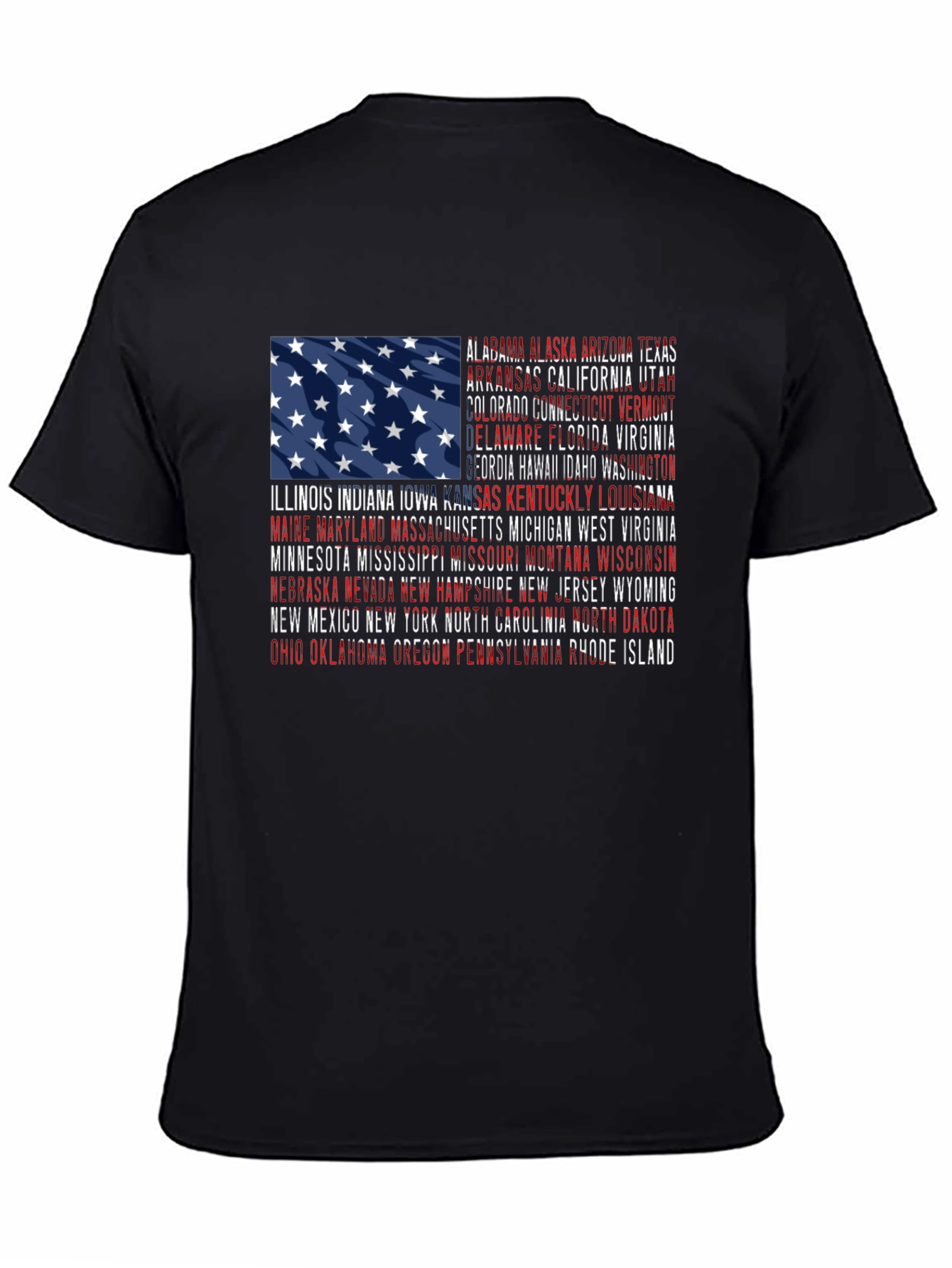 USA Flag States Graphic Print T-Shirt