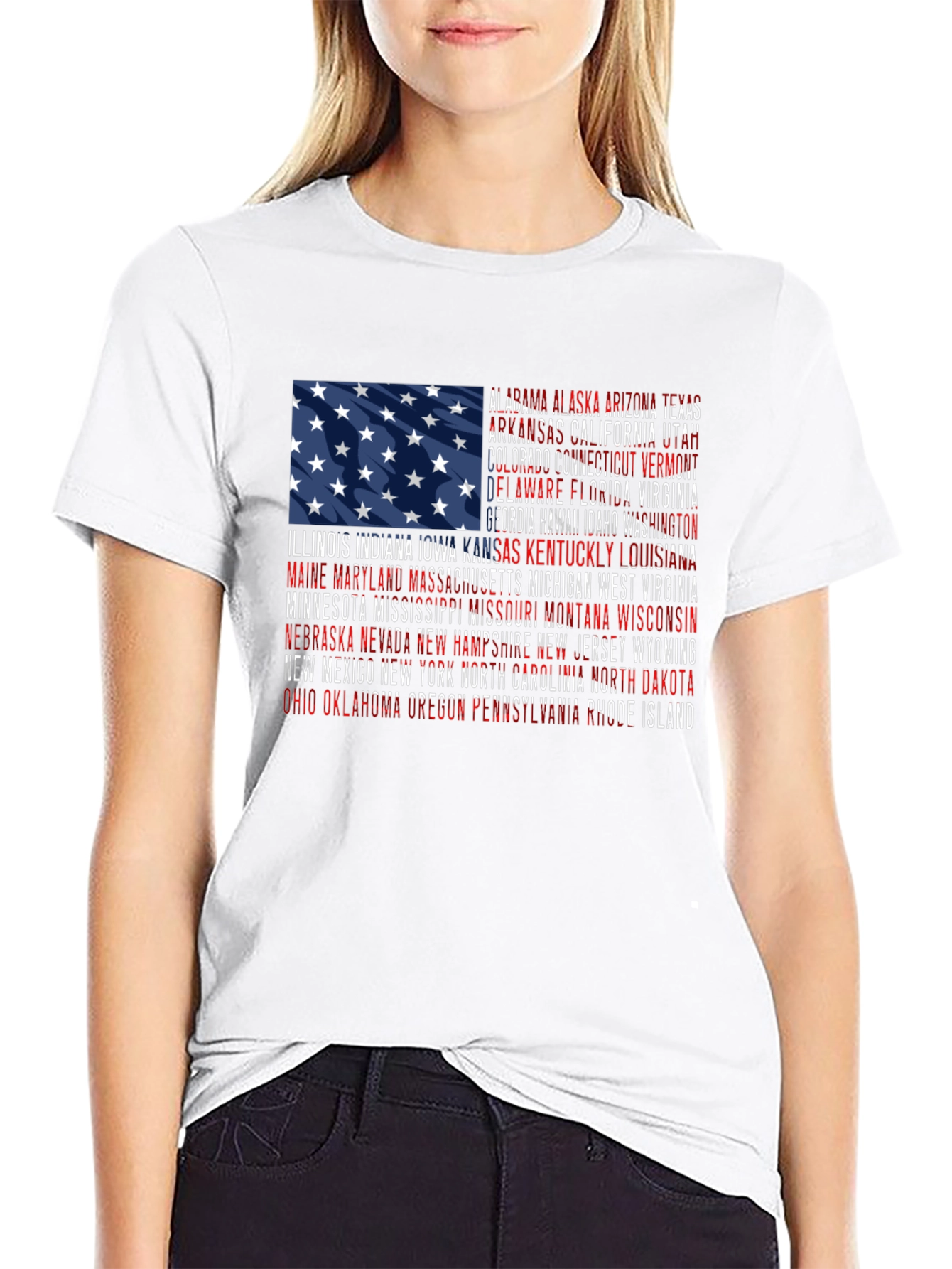 USA Flag States Graphic Print T-Shirt