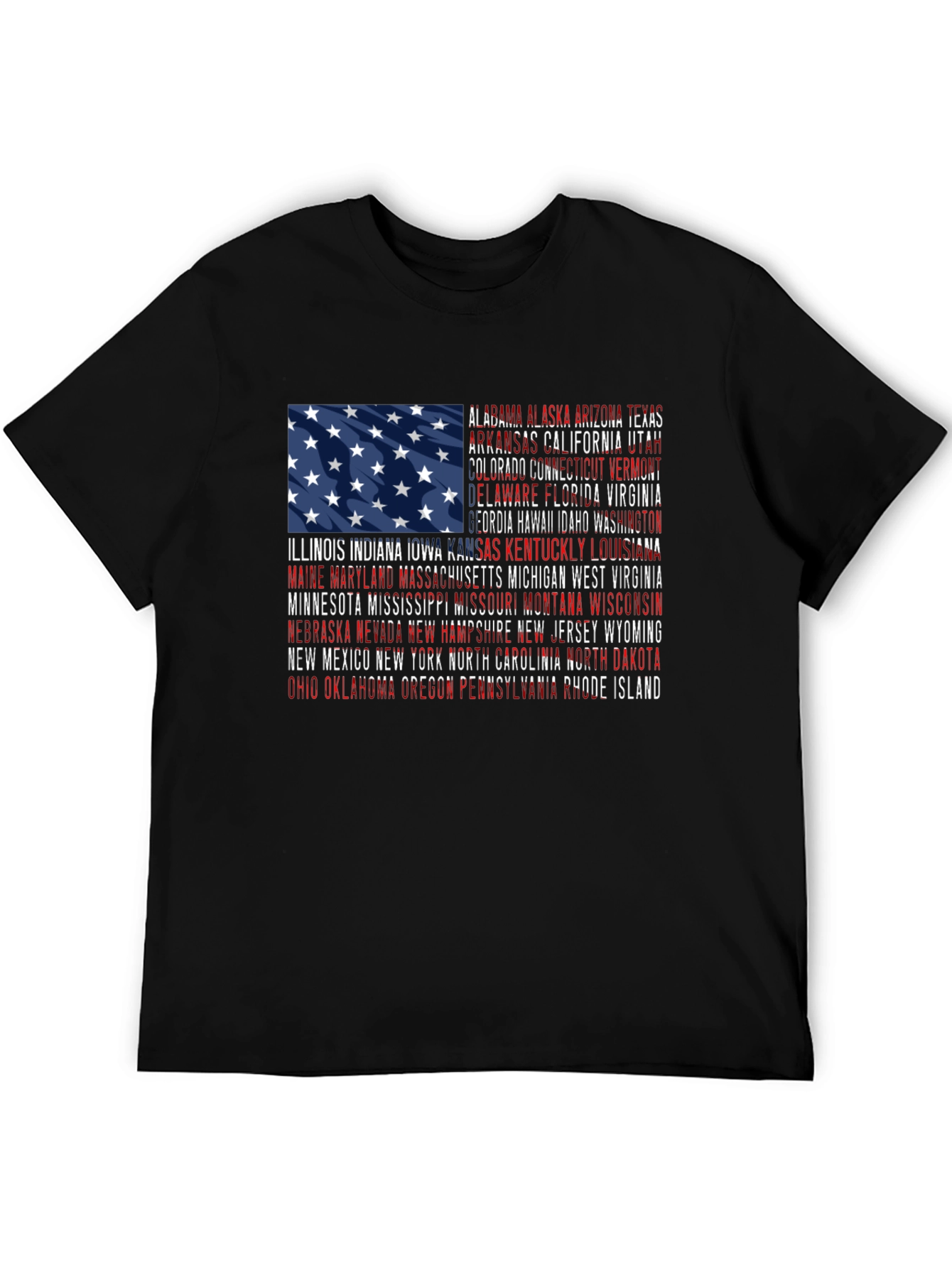 USA Flag States Graphic Print T-Shirt