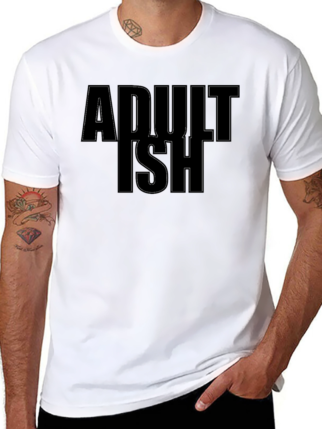 Adultish Graphic Tee - Black Casual T-Shirt