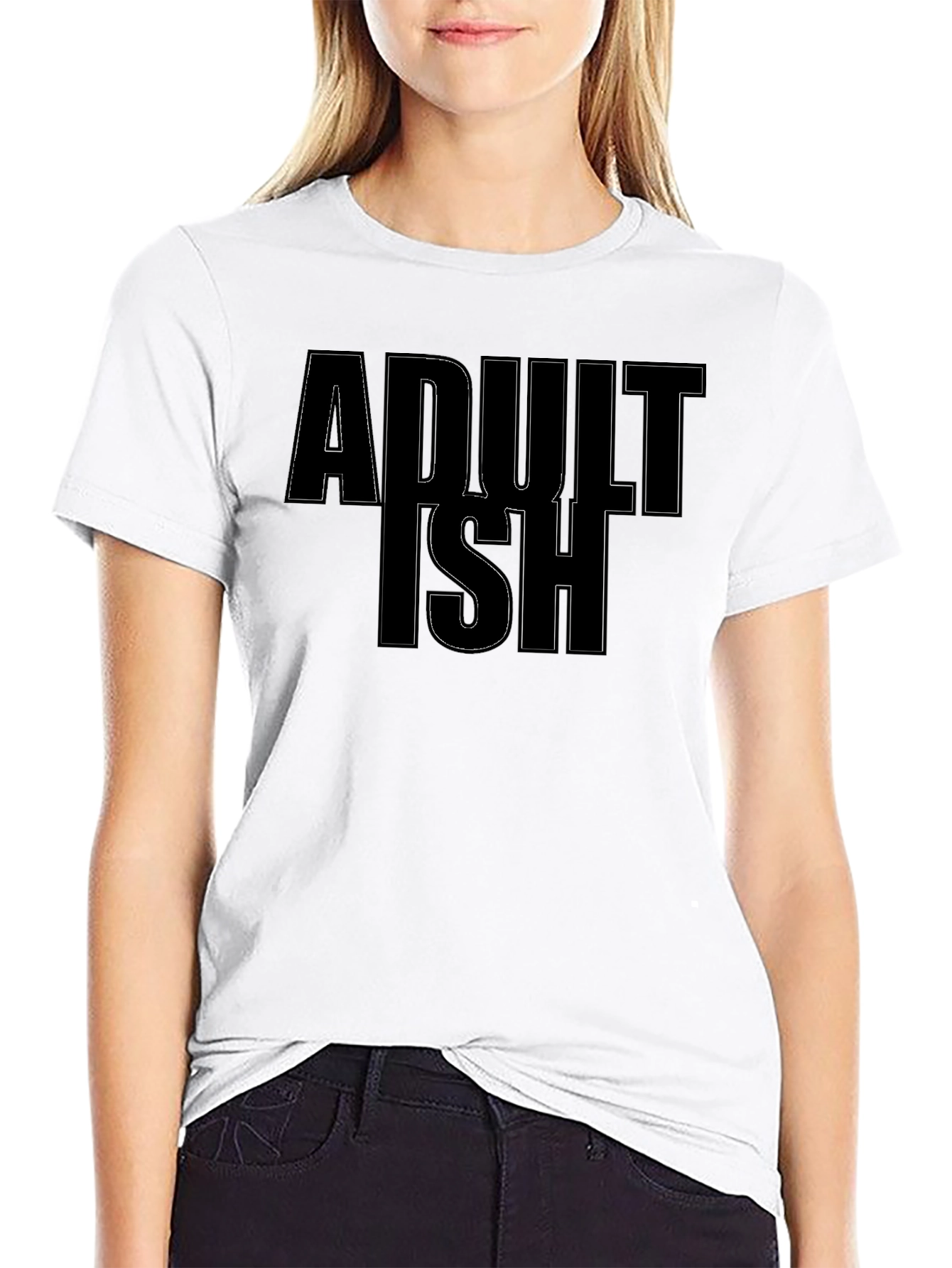 Adultish Graphic Tee - Black Casual T-Shirt